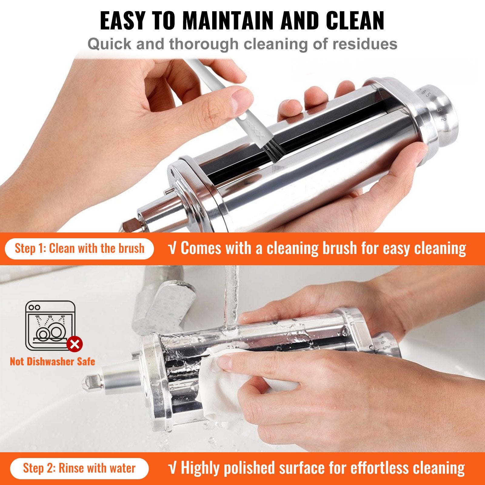 Pasta Attachment for KitchenAid Stand Mixer Stainless Steel Roller Cutter 3PCS