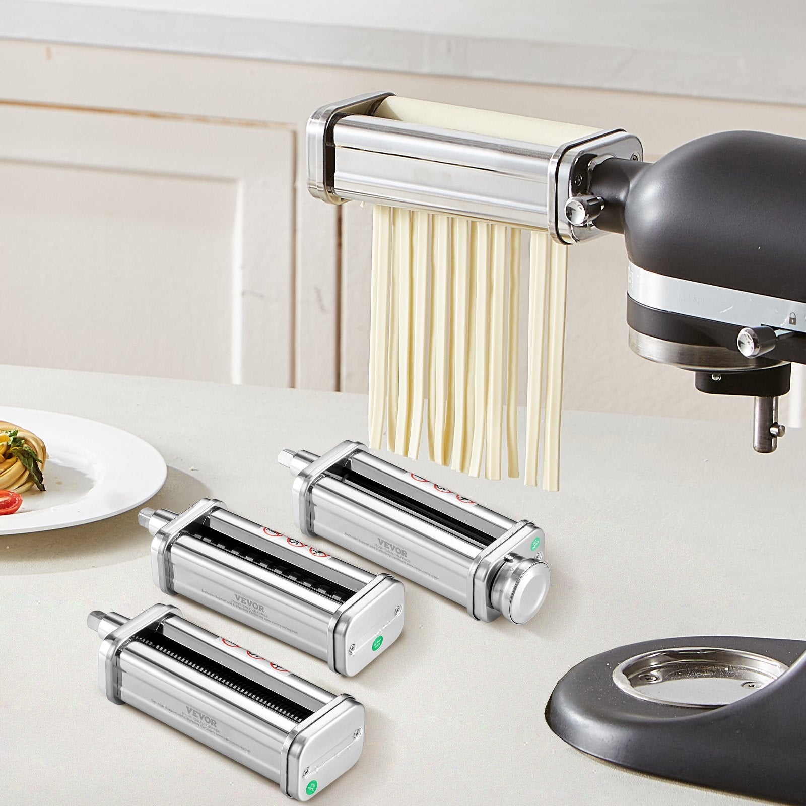 Pasta Attachment for KitchenAid Stand Mixer Stainless Steel Roller Cutter 3PCS
