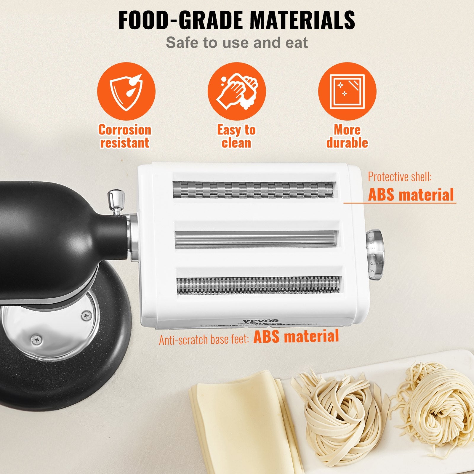 Pasta Attachment for KitchenAid Stand Mixer 3-IN-1 Stainless Steel Roller Cutter