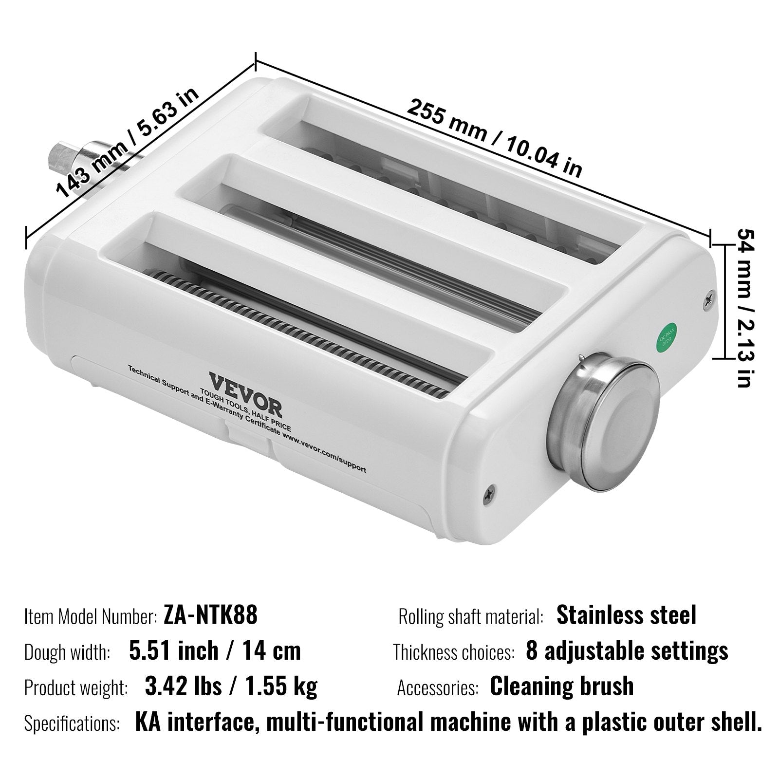 Pasta Attachment for KitchenAid Stand Mixer 3-IN-1 Stainless Steel Roller Cutter