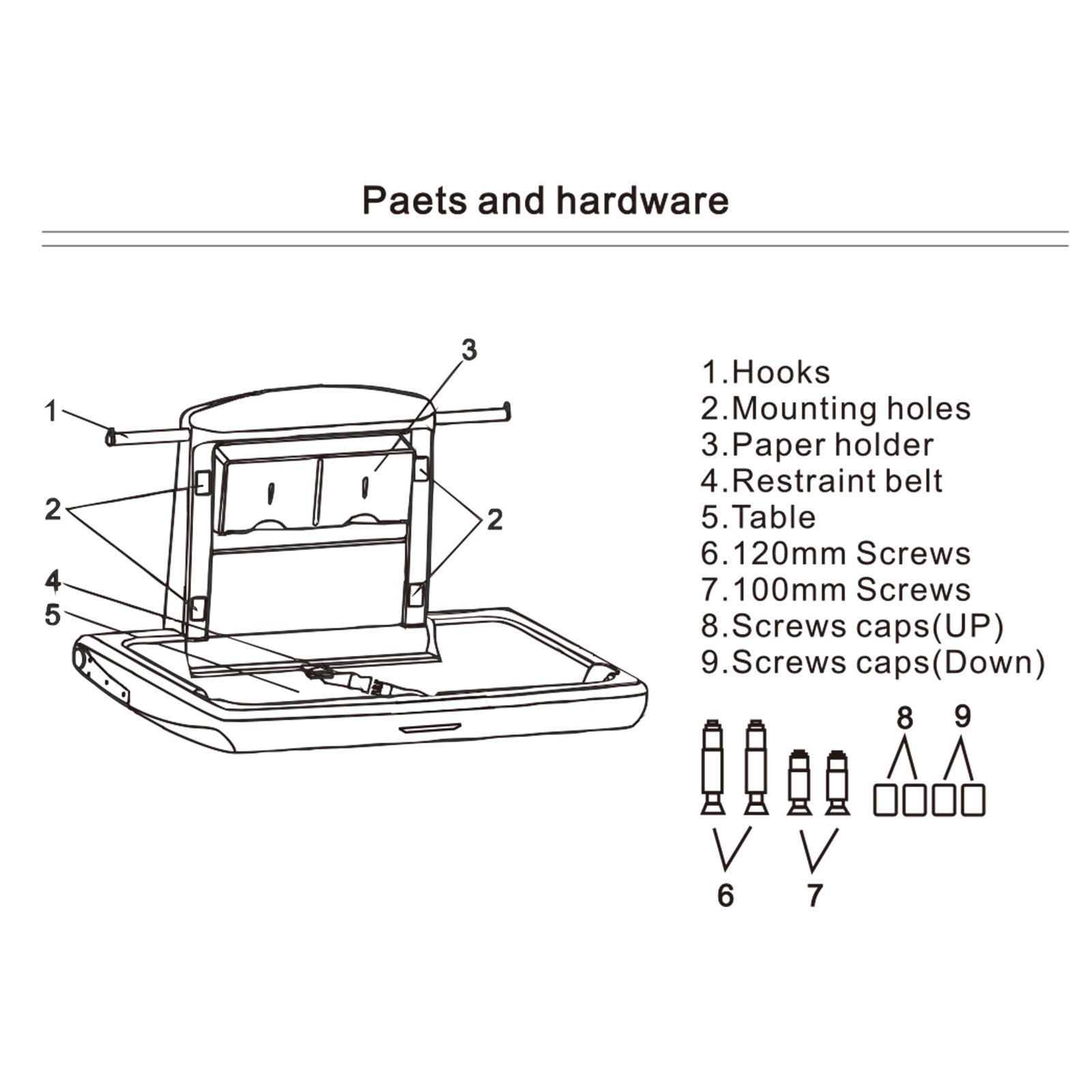Baby Changing Table Wall-Mounted Fold-Down Vertical Diaper Changing Station