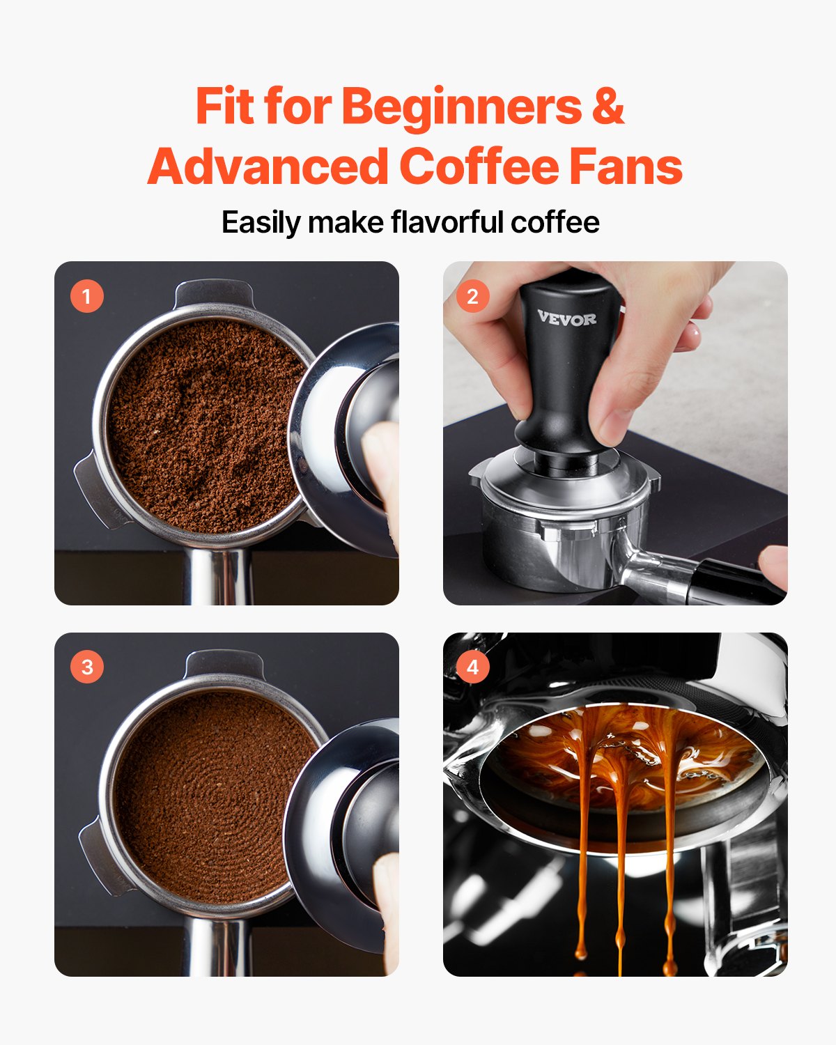 53mm Spring Loaded Espresso Tamper with Non-Slip Grip and 30 lbs Pressure