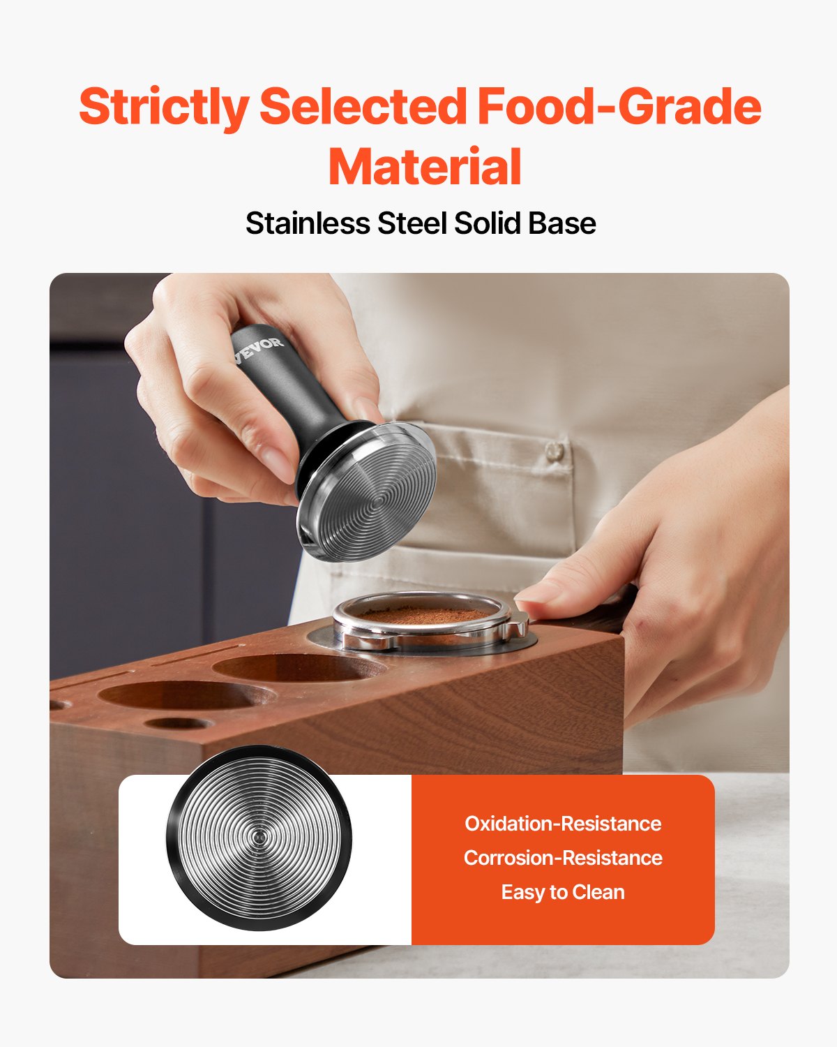 58mm Spring Loaded Espresso Tamper with Non-Slip Grip and 30 lbs Pressure