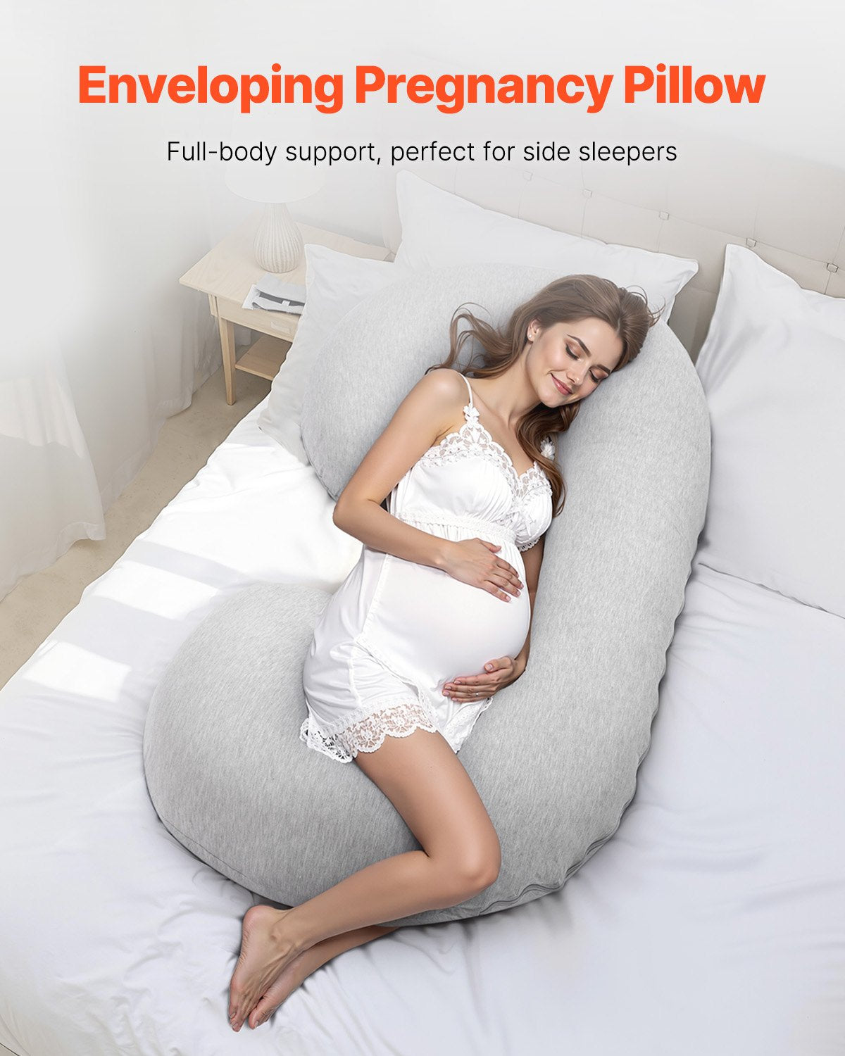 C-Shaped Pregnancy Pillow Full Body Maternity Support Removable Washable Cover