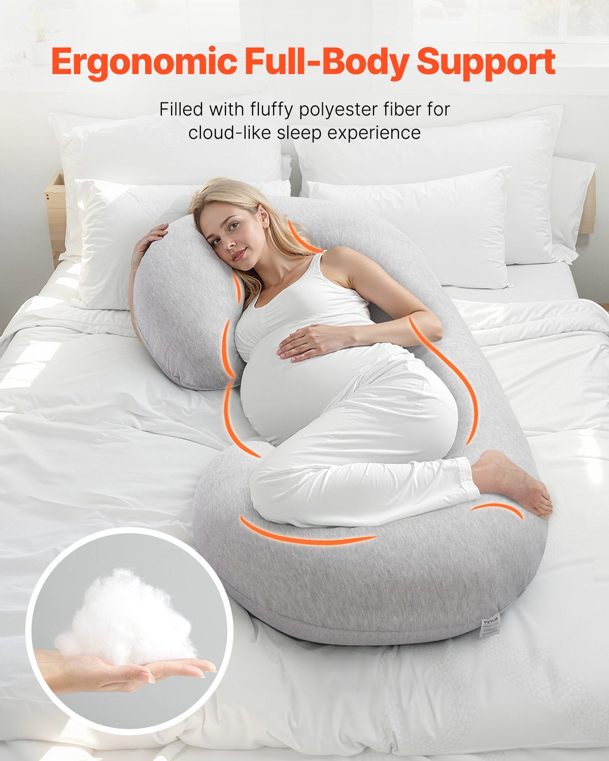 C-Shaped Pregnancy Pillow Full Body Maternity Support Removable Washable Cover
