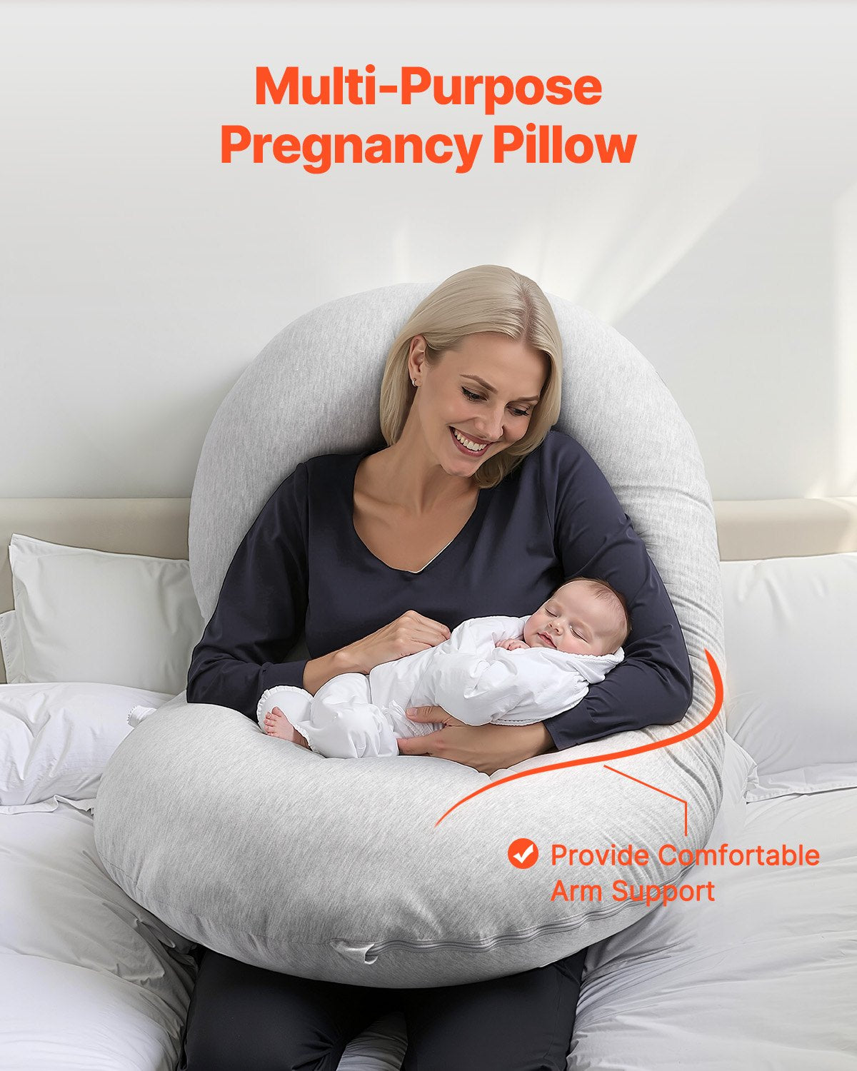 C-Shaped Pregnancy Pillow Full Body Maternity Support Removable Washable Cover