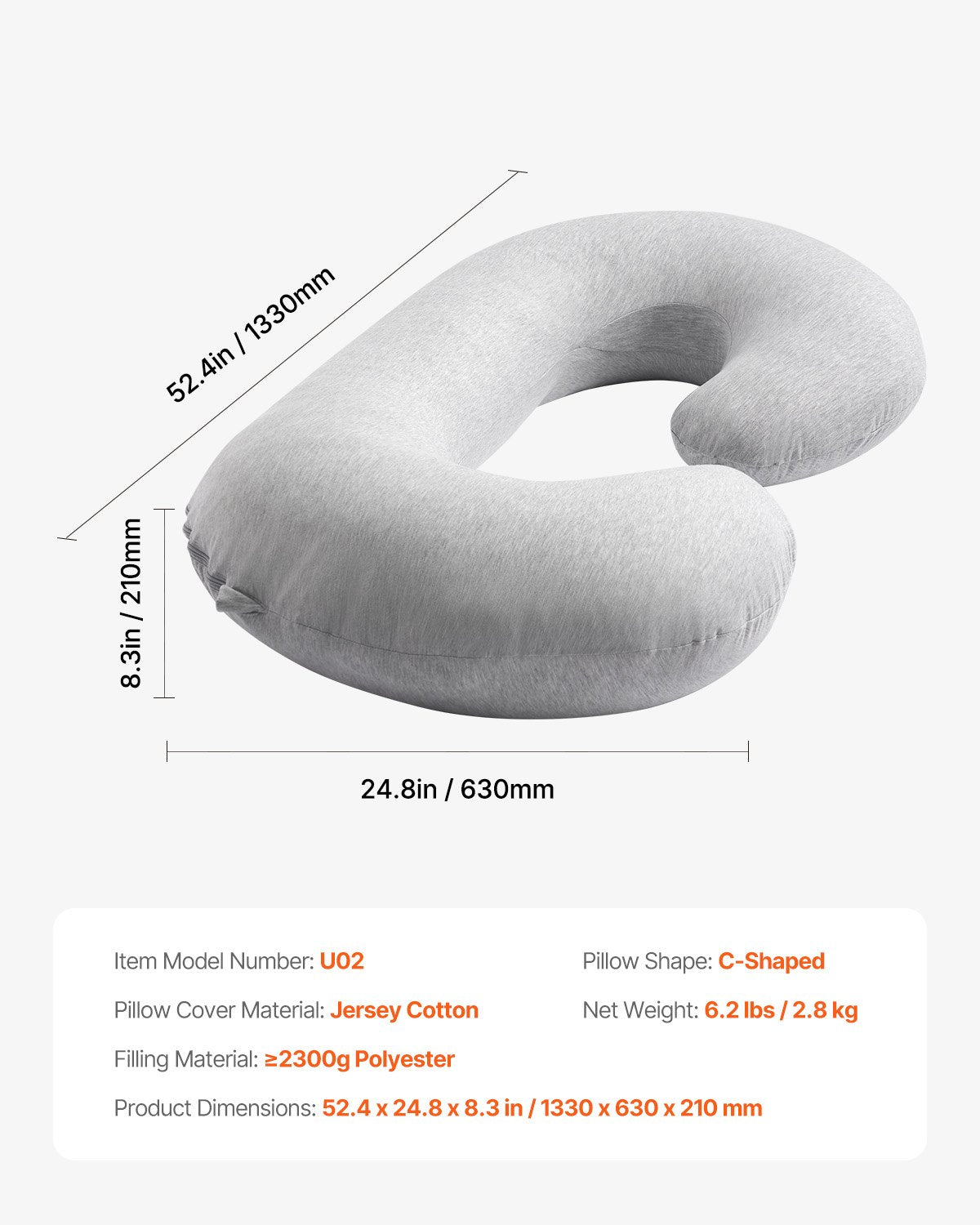 C-Shaped Pregnancy Pillow Full Body Maternity Support Removable Washable Cover