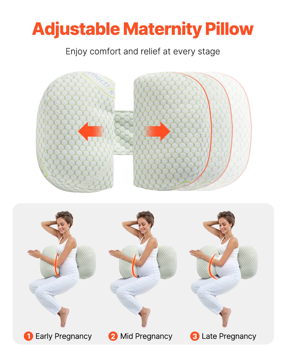 Pregnancy Wedge Pillow W-Shaped Maternity Soft Breathable Removable Cover