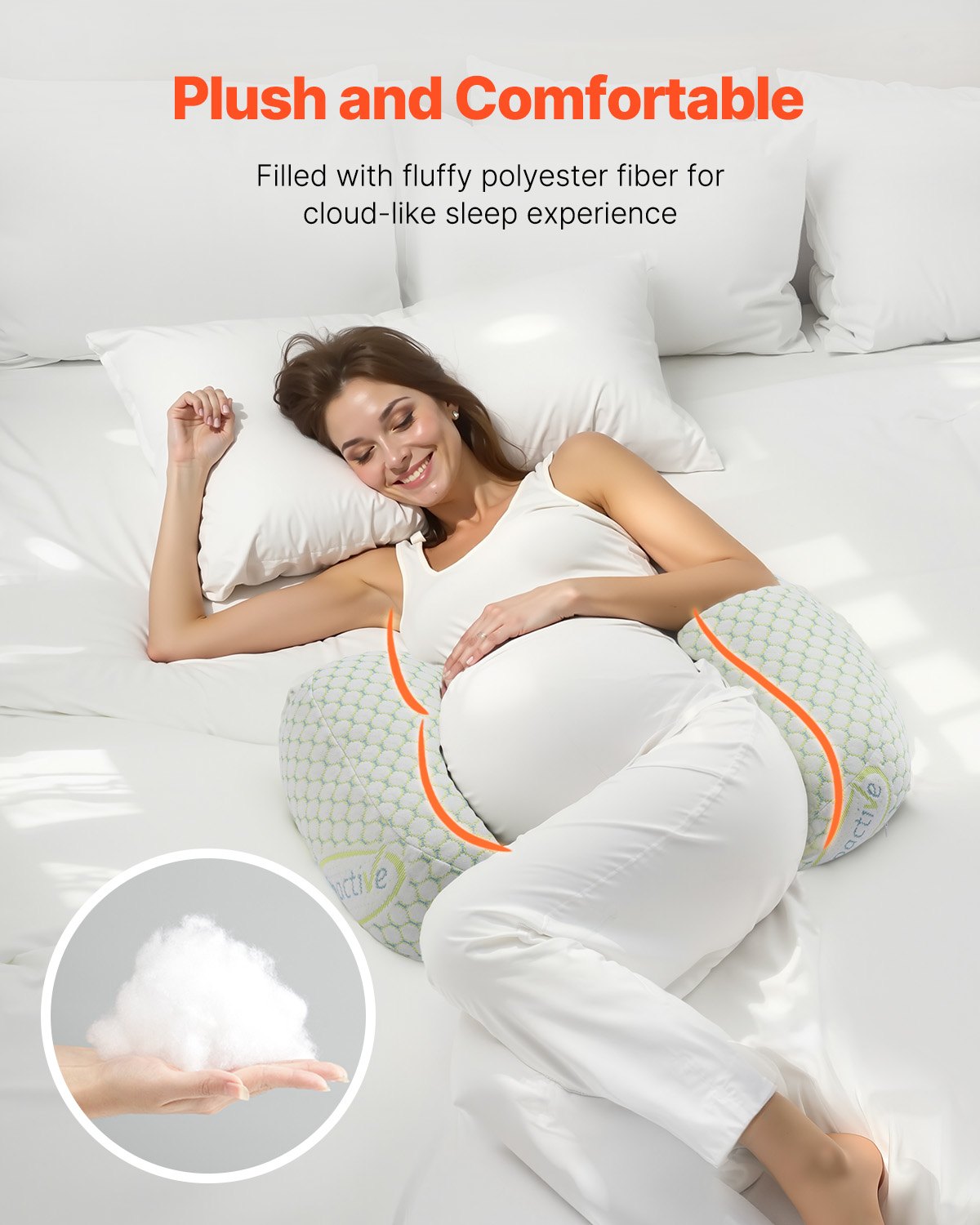 Pregnancy Wedge Pillow W-Shaped Maternity Soft Breathable Removable Cover