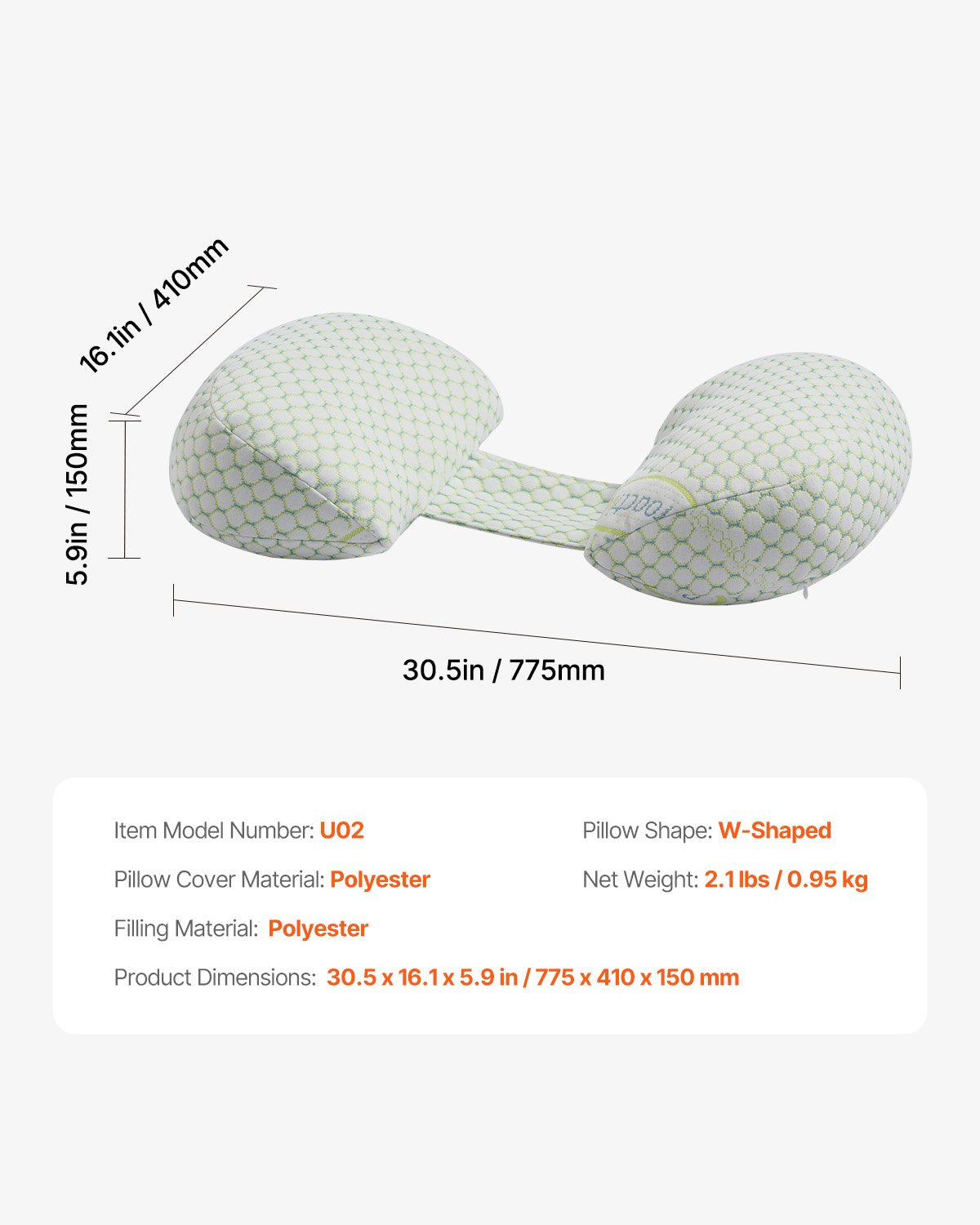 Pregnancy Wedge Pillow W-Shaped Maternity Soft Breathable Removable Cover