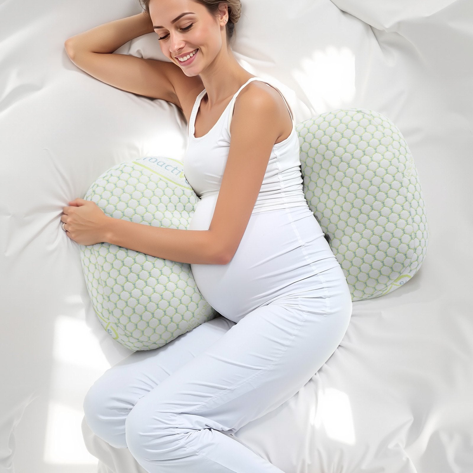 Pregnancy Wedge Pillow W-Shaped Maternity Soft Breathable Removable Cover