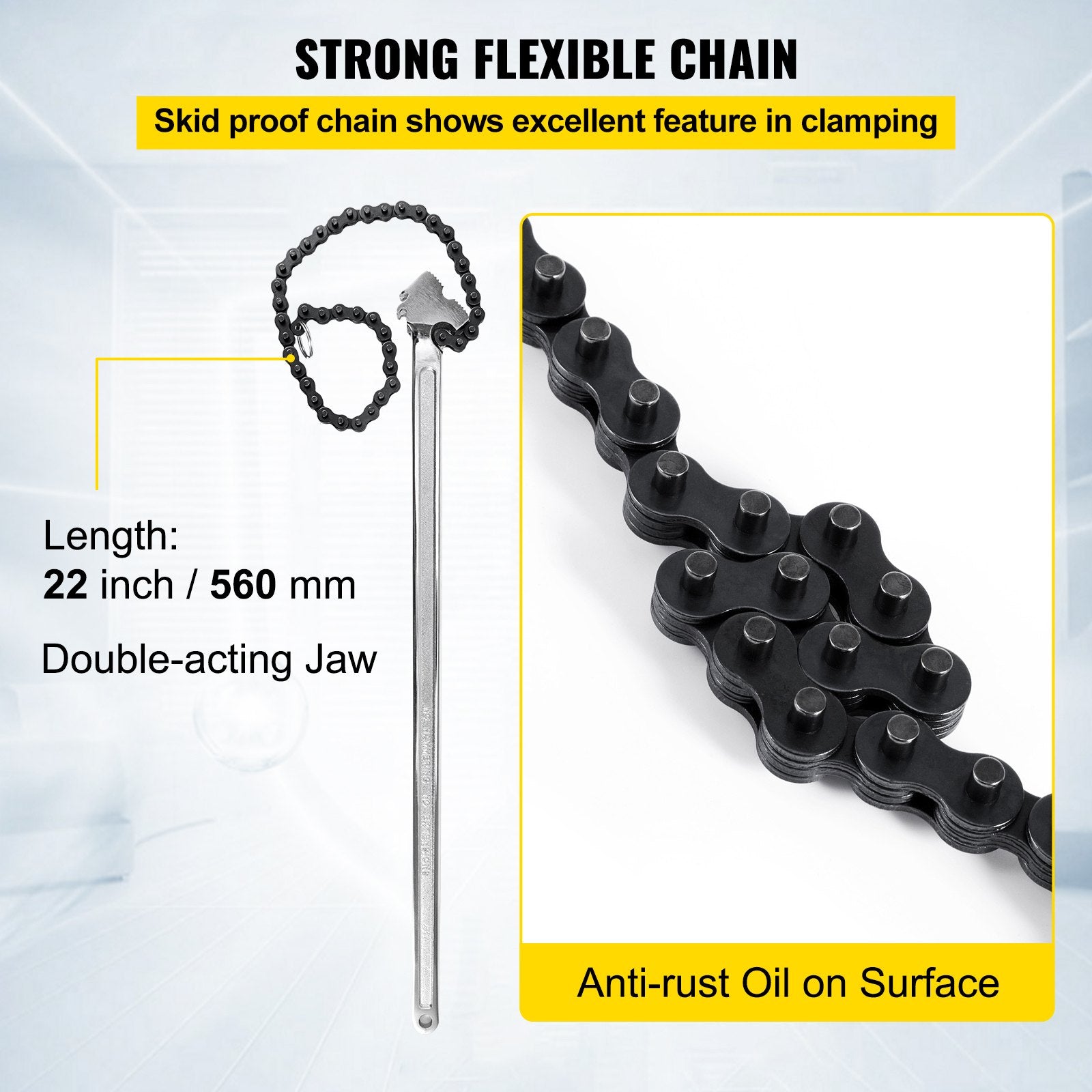 24 Inch Pipe Chain Wrench Heavy Duty 6.7 Inch Chain Wrench