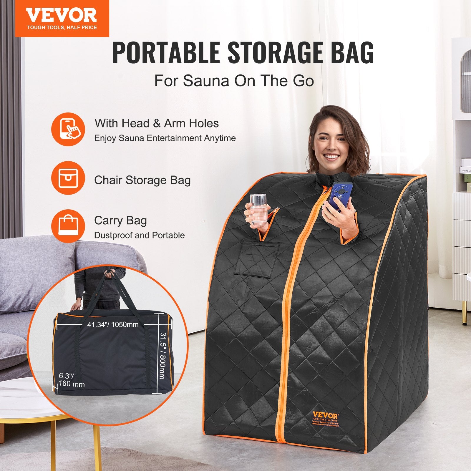 Portable Sauna Tent 1050W Personal Infrared Home Spa with Remote and Chair