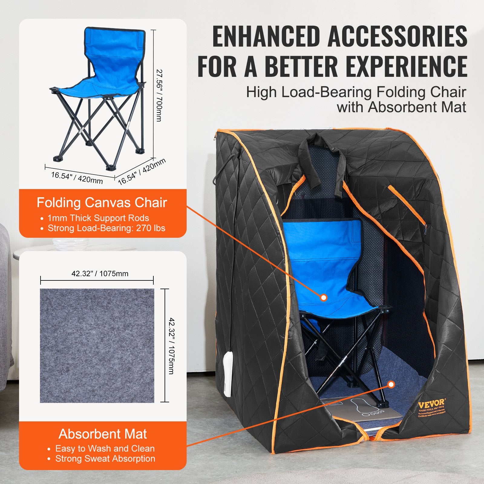 Portable Sauna Tent 1050W Personal Infrared Home Spa with Remote and Chair