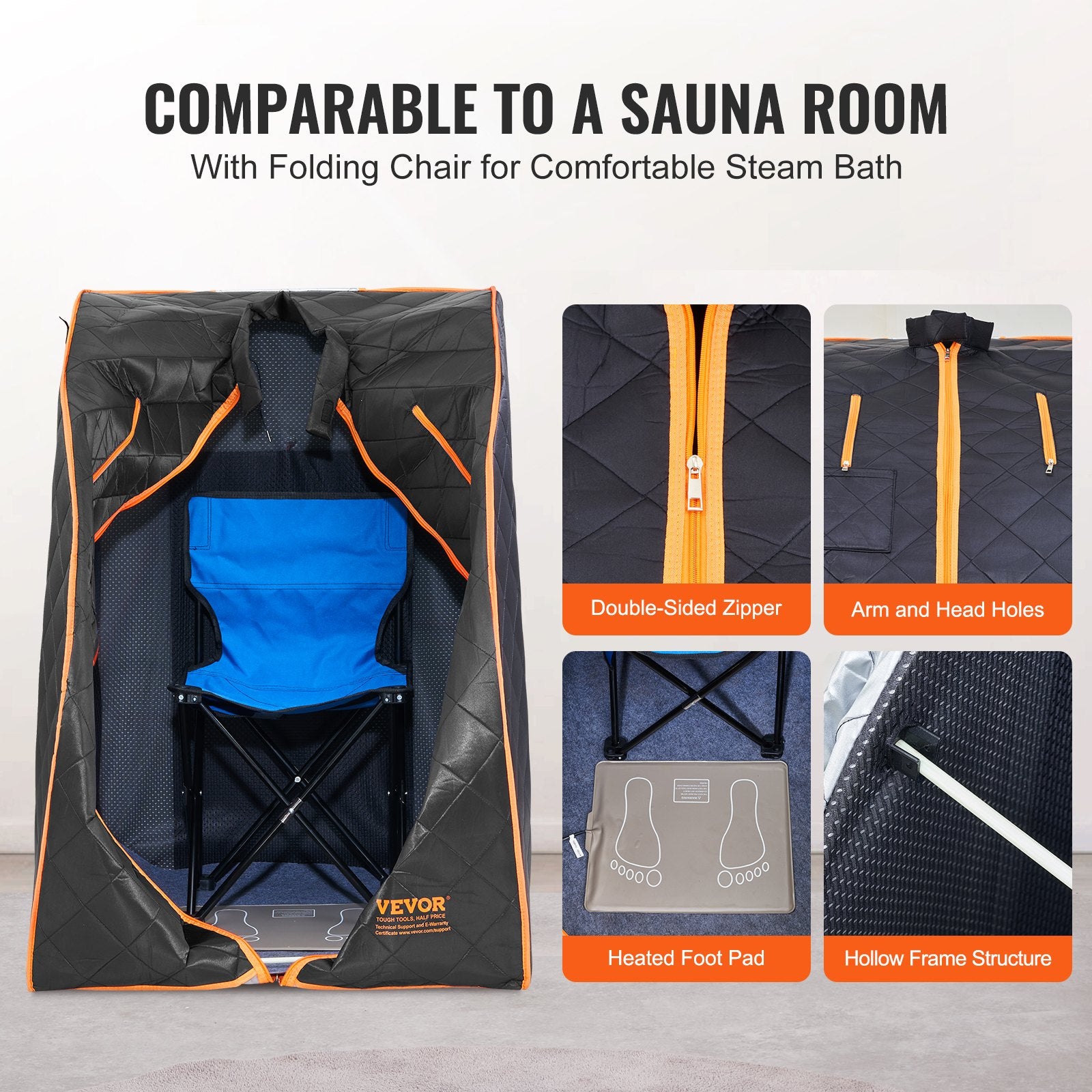 Portable Sauna Tent 1050W Personal Infrared Home Spa with Remote and Chair