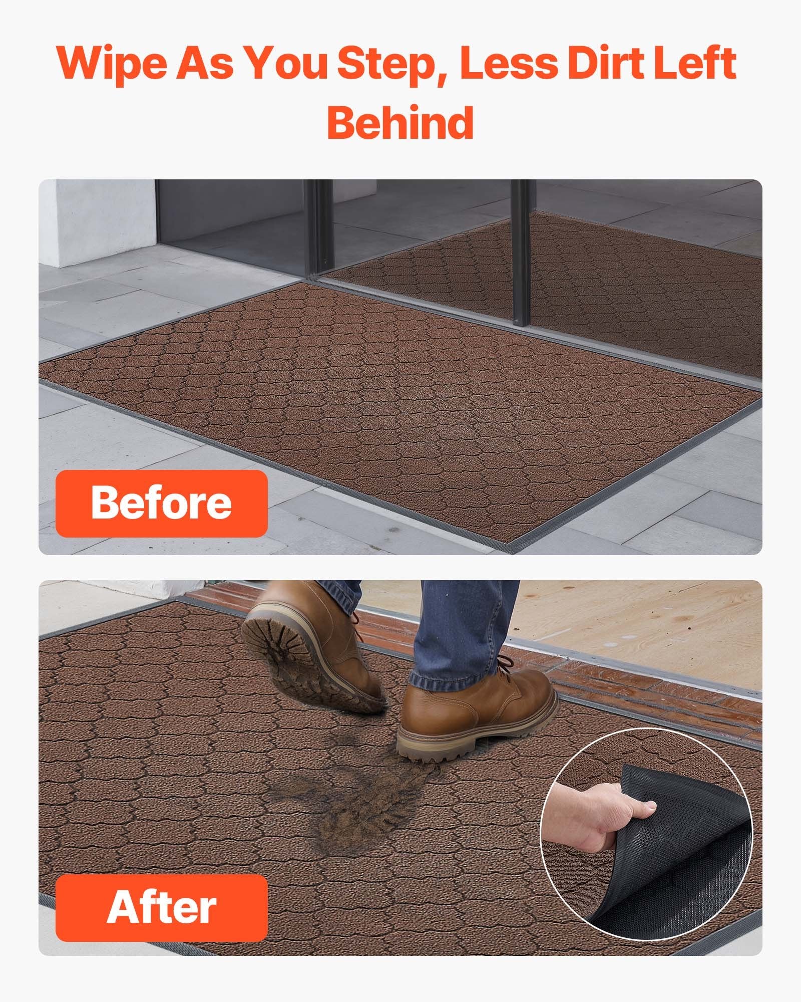 Front Door Mat 1194x889mm Commercial Indoor Outdoor Carpet TPE Backing Brown