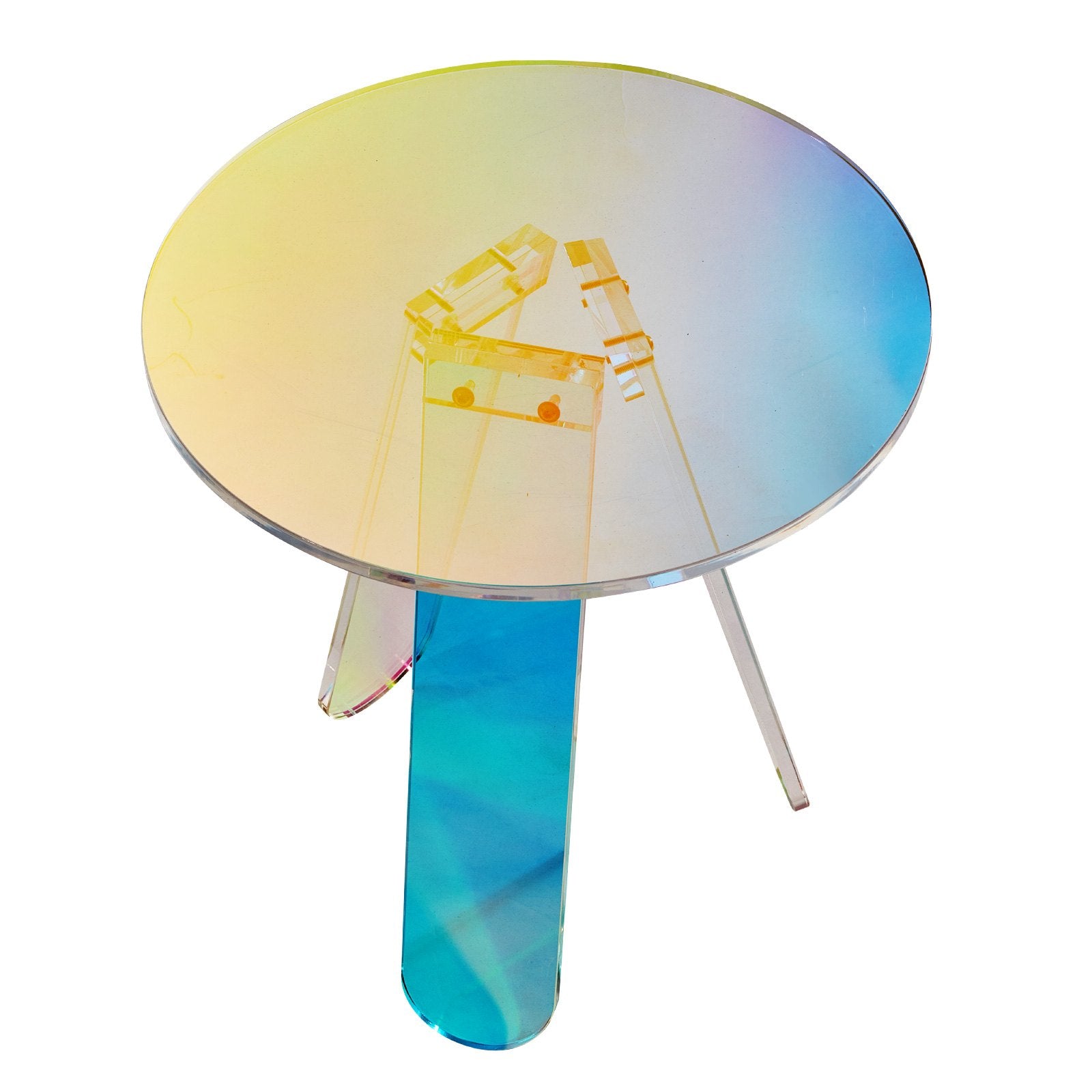 Side Table Round Iridescent Acrylic Rainbow End Table Living Room Bedroom