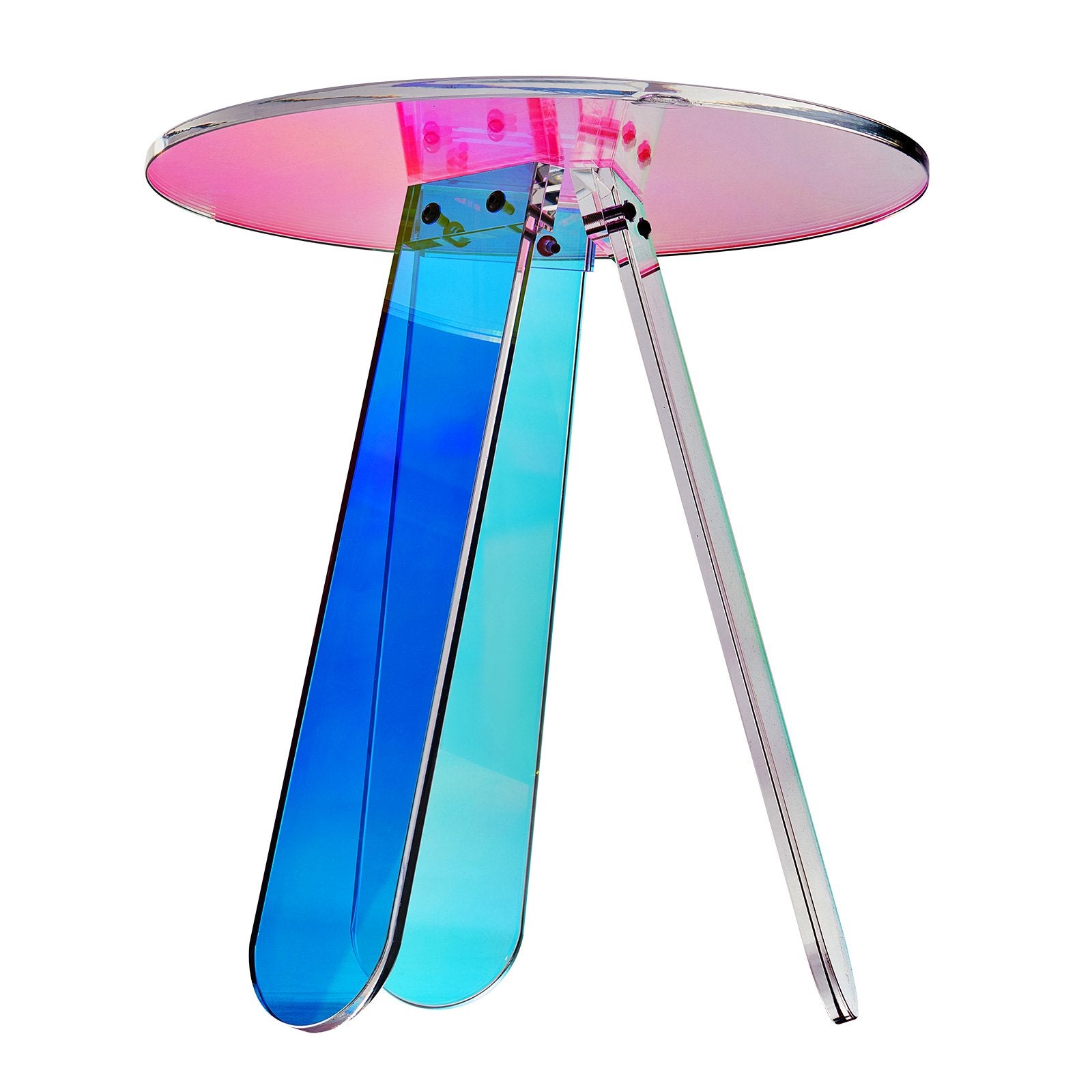 Side Table Round Iridescent Acrylic Rainbow End Table Living Room Bedroom
