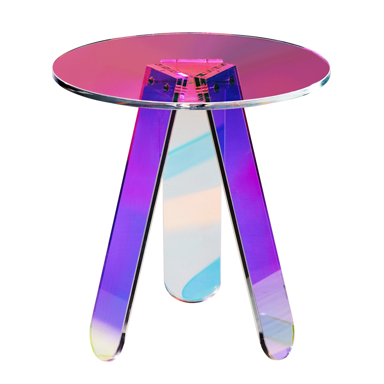 Side Table Round Iridescent Acrylic Rainbow End Table Living Room Bedroom