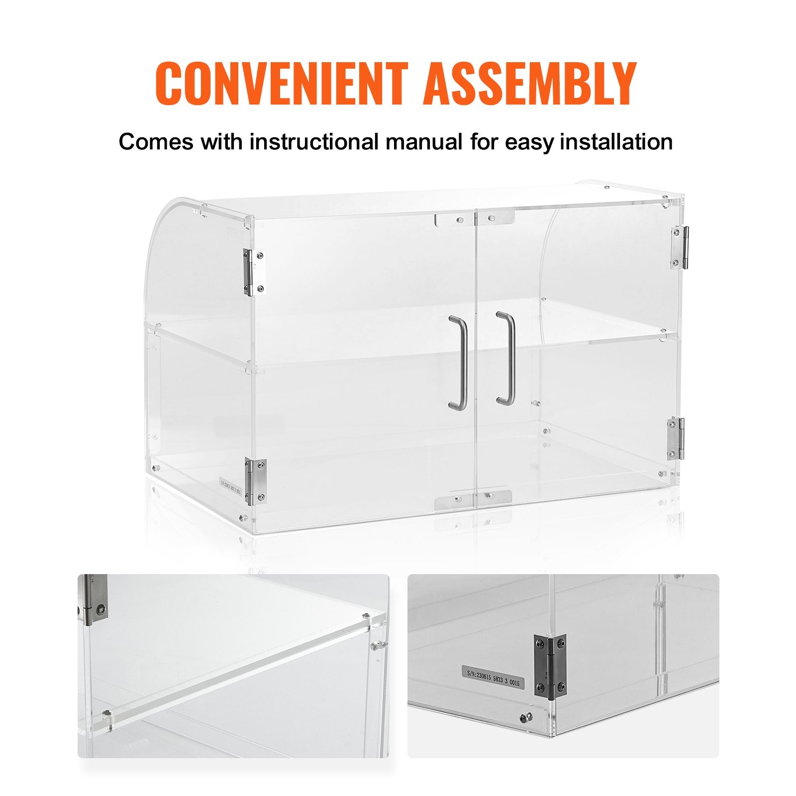 2-Tier Countertop Bakery Pastry Display Case Acrylic with Rear Door Shelves