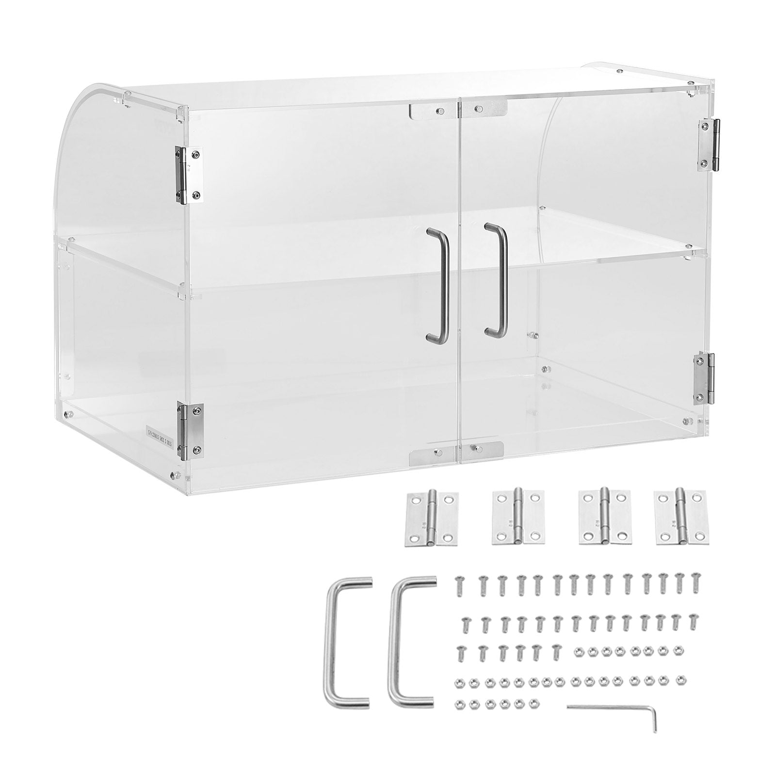 2-Tier Countertop Bakery Pastry Display Case Acrylic with Rear Door Shelves
