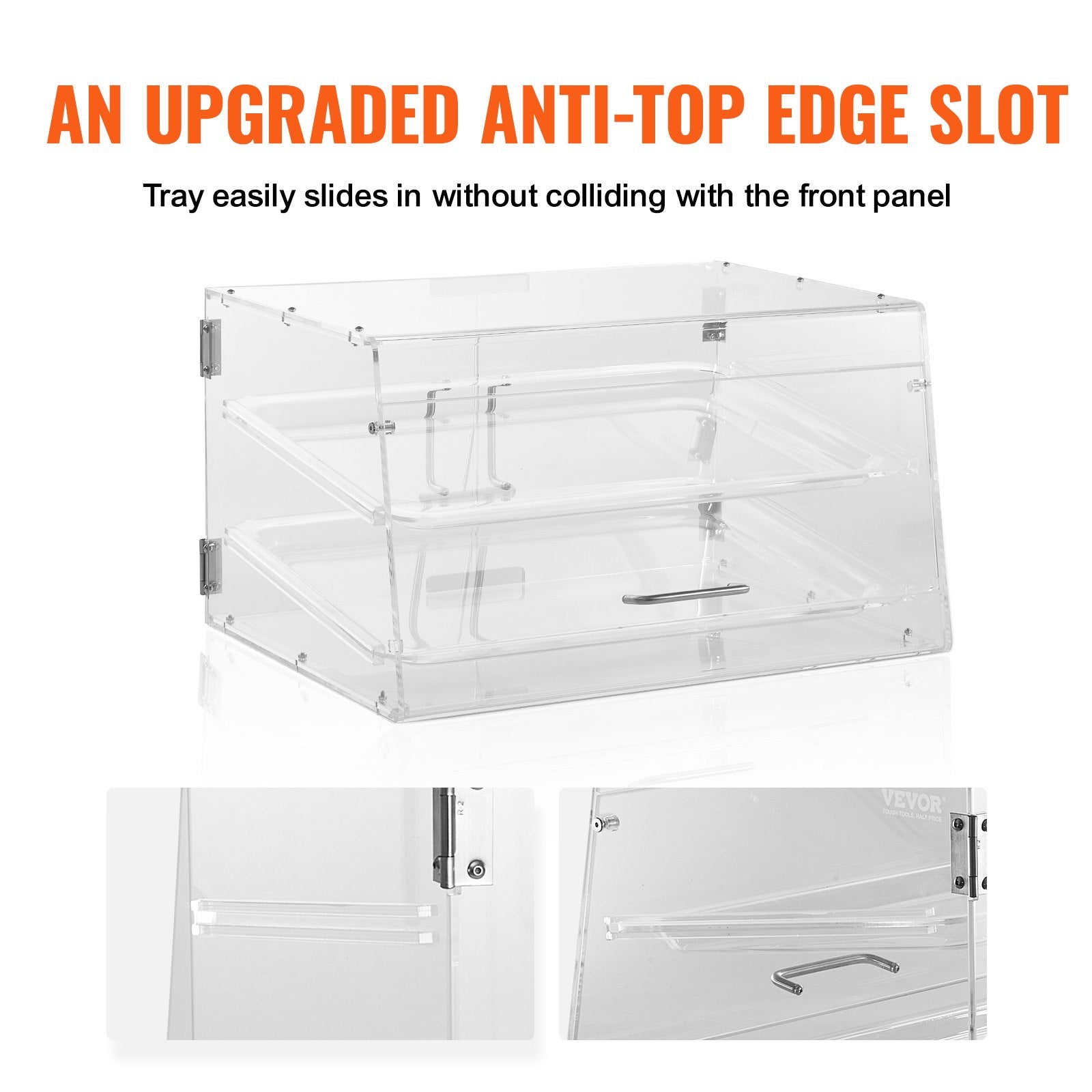 Pastry Display Case 2-Tier Commercial Countertop Acrylic with Rear Door
