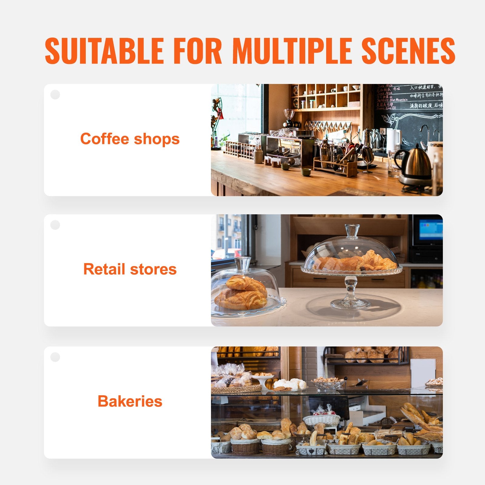 Pastry Display Case 2-Tier Commercial Countertop Acrylic with Rear Door