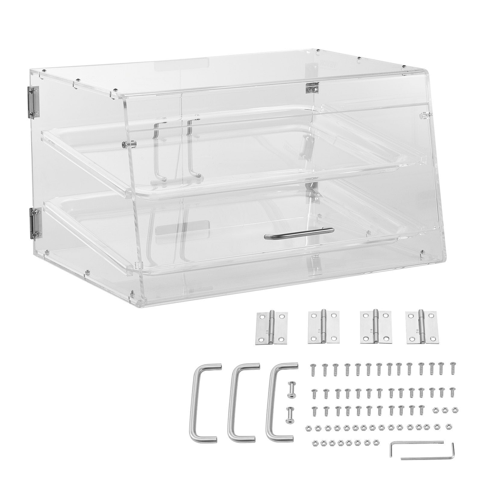Pastry Display Case 2-Tier Commercial Countertop Acrylic with Rear Door