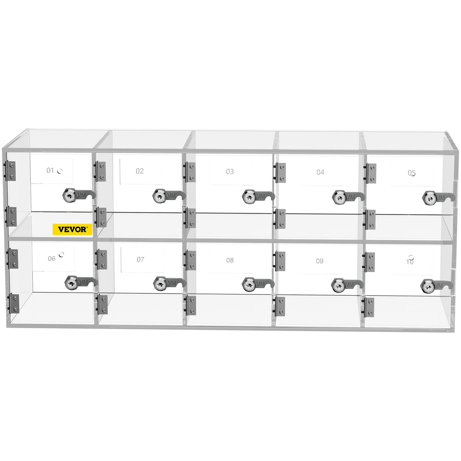 Cell Phone Storage Locker 10 Slots Acrylic Wall Mount Cabinet with Locks