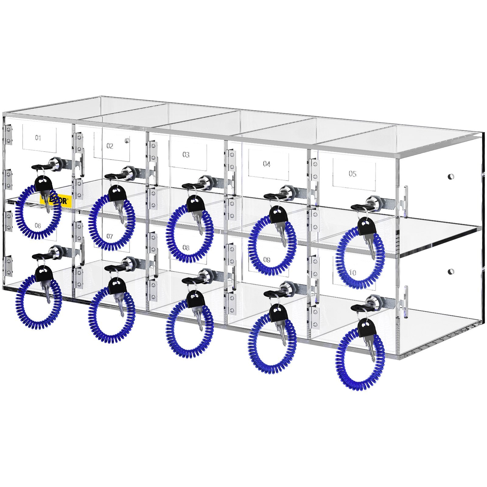 Cell Phone Storage Locker 10 Slots Acrylic Wall Mount Cabinet with Locks