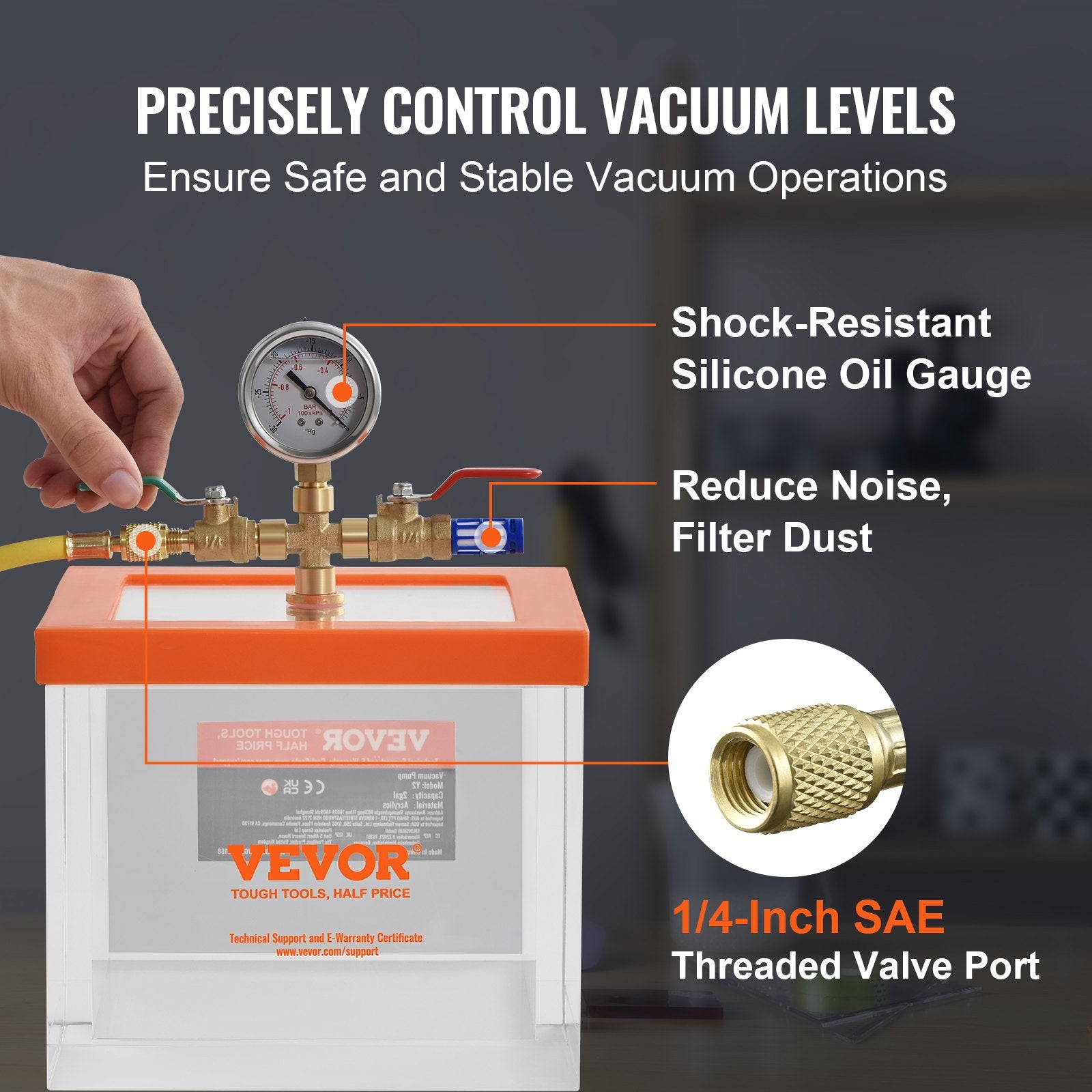 Transparent 2 Gallon Acrylic Vacuum Degassing Chamber for Resin Silica Gel