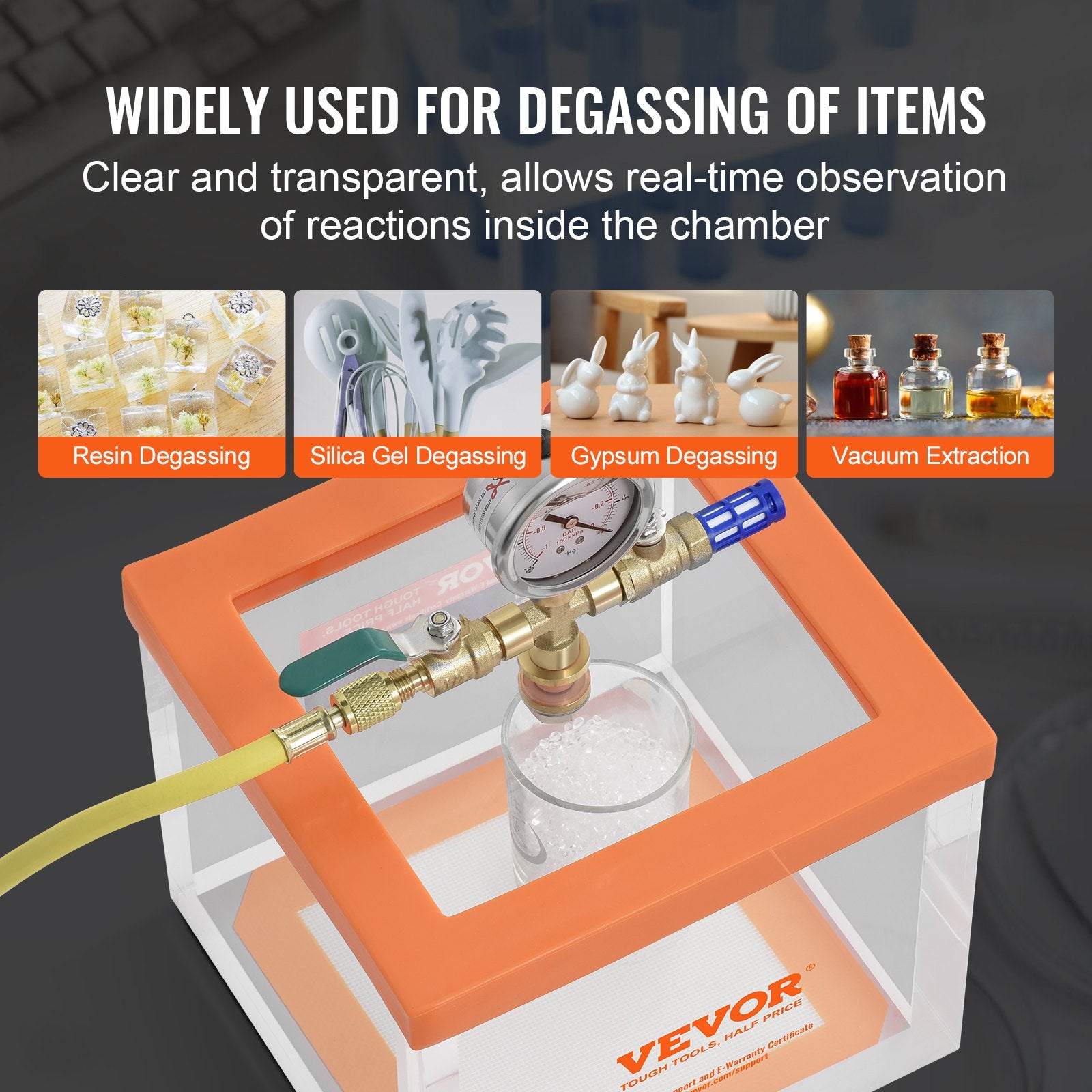 Transparent 2 Gallon Acrylic Vacuum Degassing Chamber for Resin Silica Gel