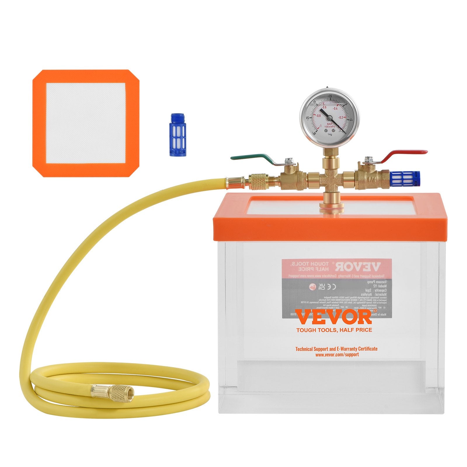 Transparent 2 Gallon Acrylic Vacuum Degassing Chamber for Resin Silica Gel