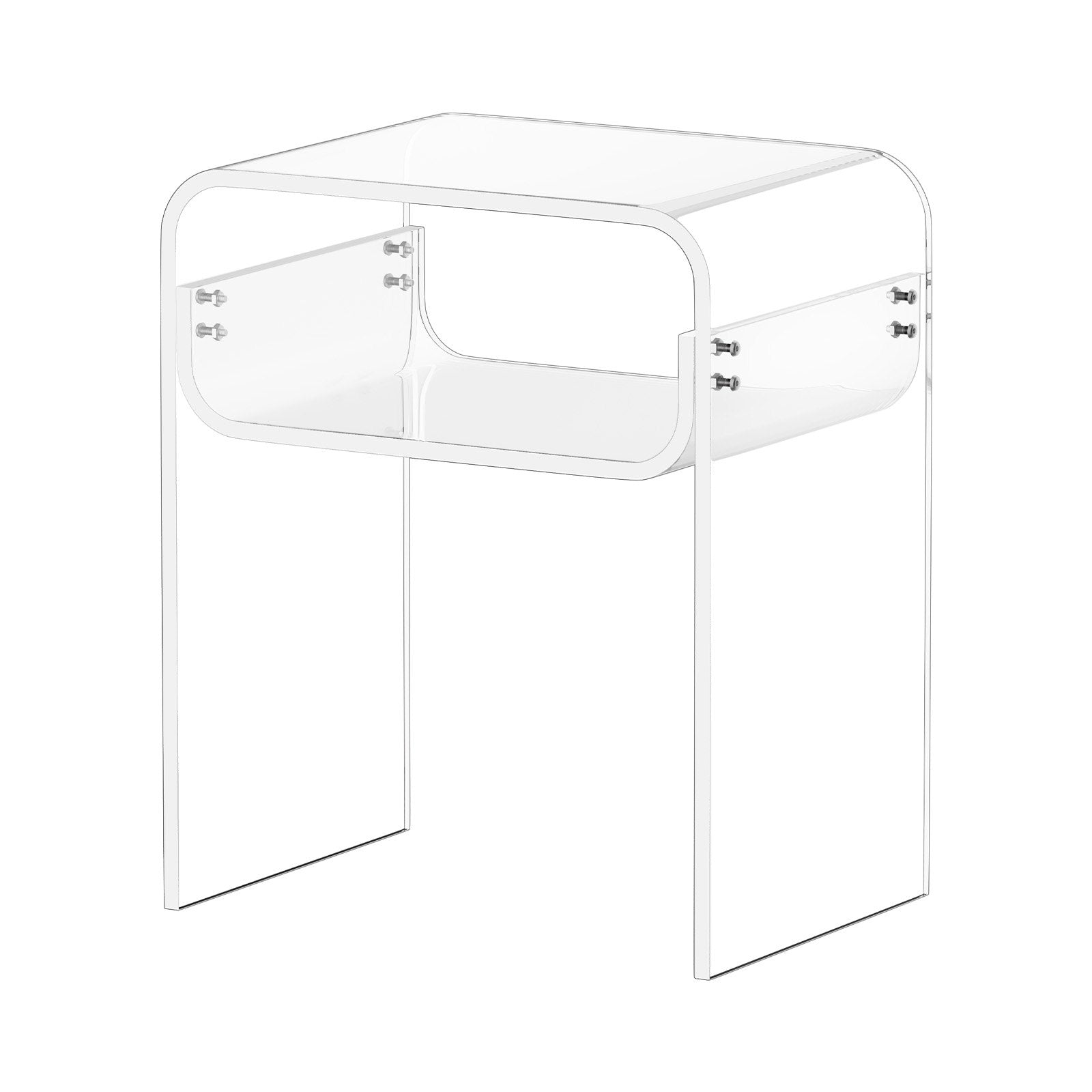 Acrylic Side Table, 2-Tier Clear Bedside Table with Storage Shelf, 30x40x50cm