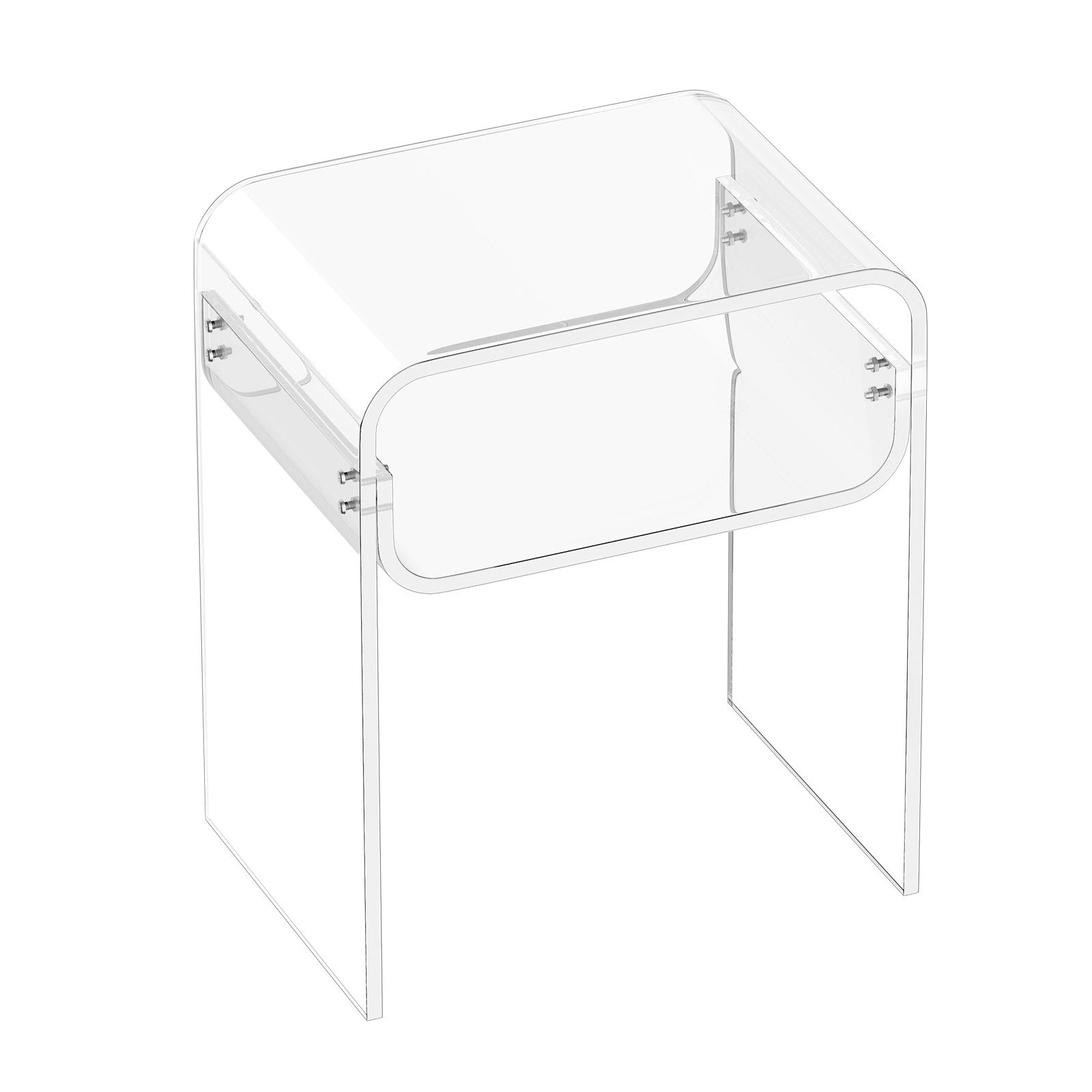 Acrylic Side Table, 2-Tier Clear Bedside Table with Storage Shelf, 30x40x50cm