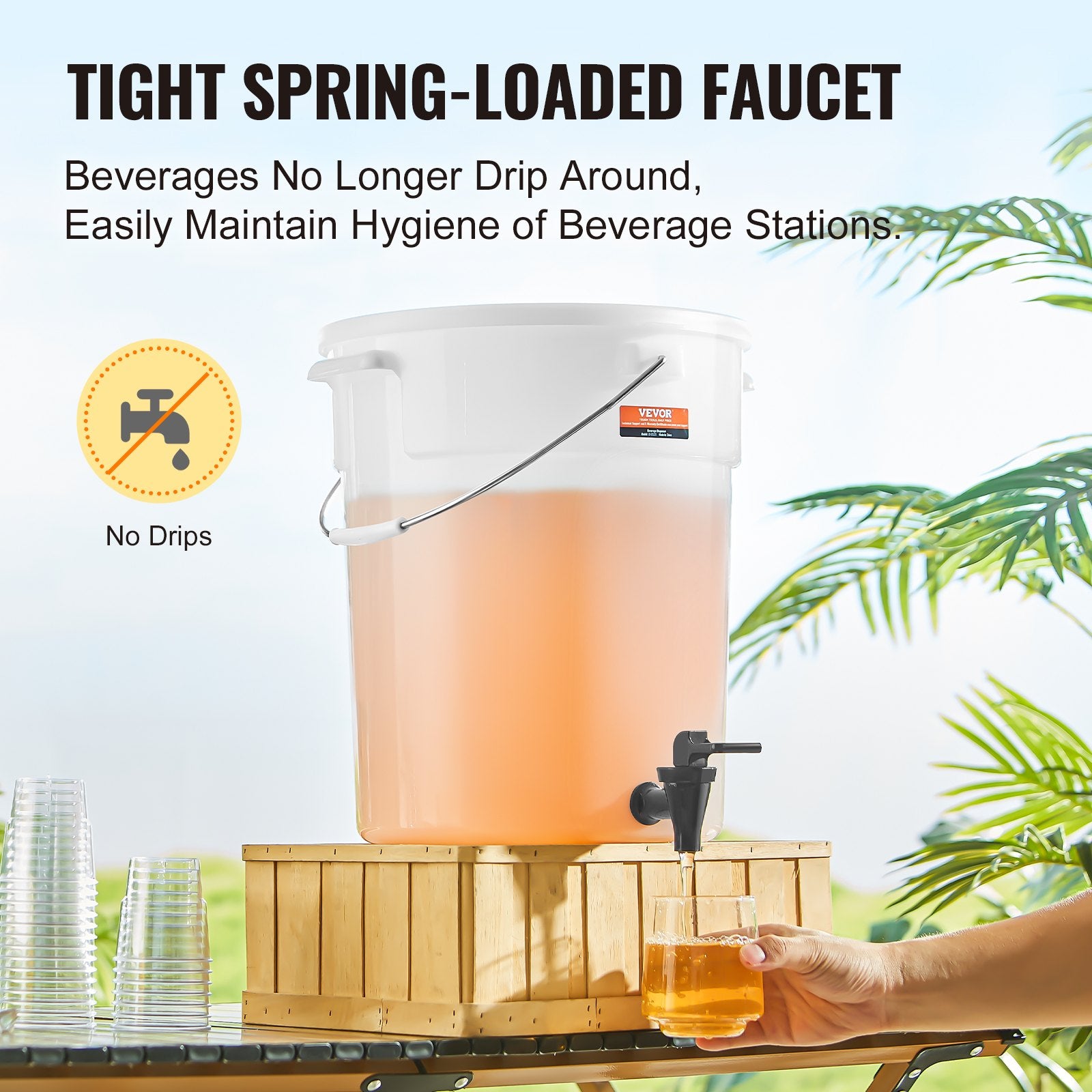 Beverage Dispenser 5 Gallon Plastic with Spigot and Lid for Parties