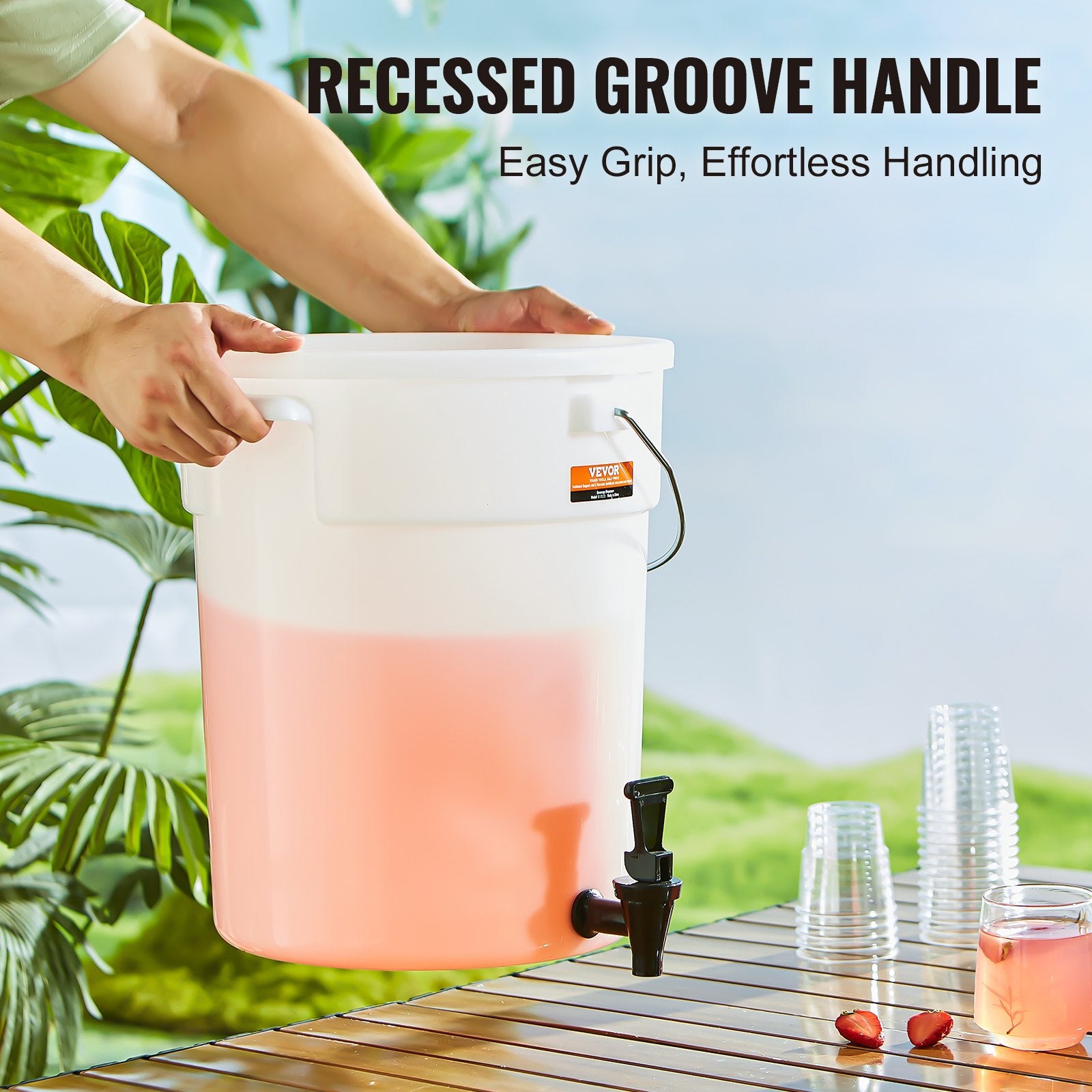 Beverage Dispenser 5 Gallon Plastic with Spigot and Lid for Parties