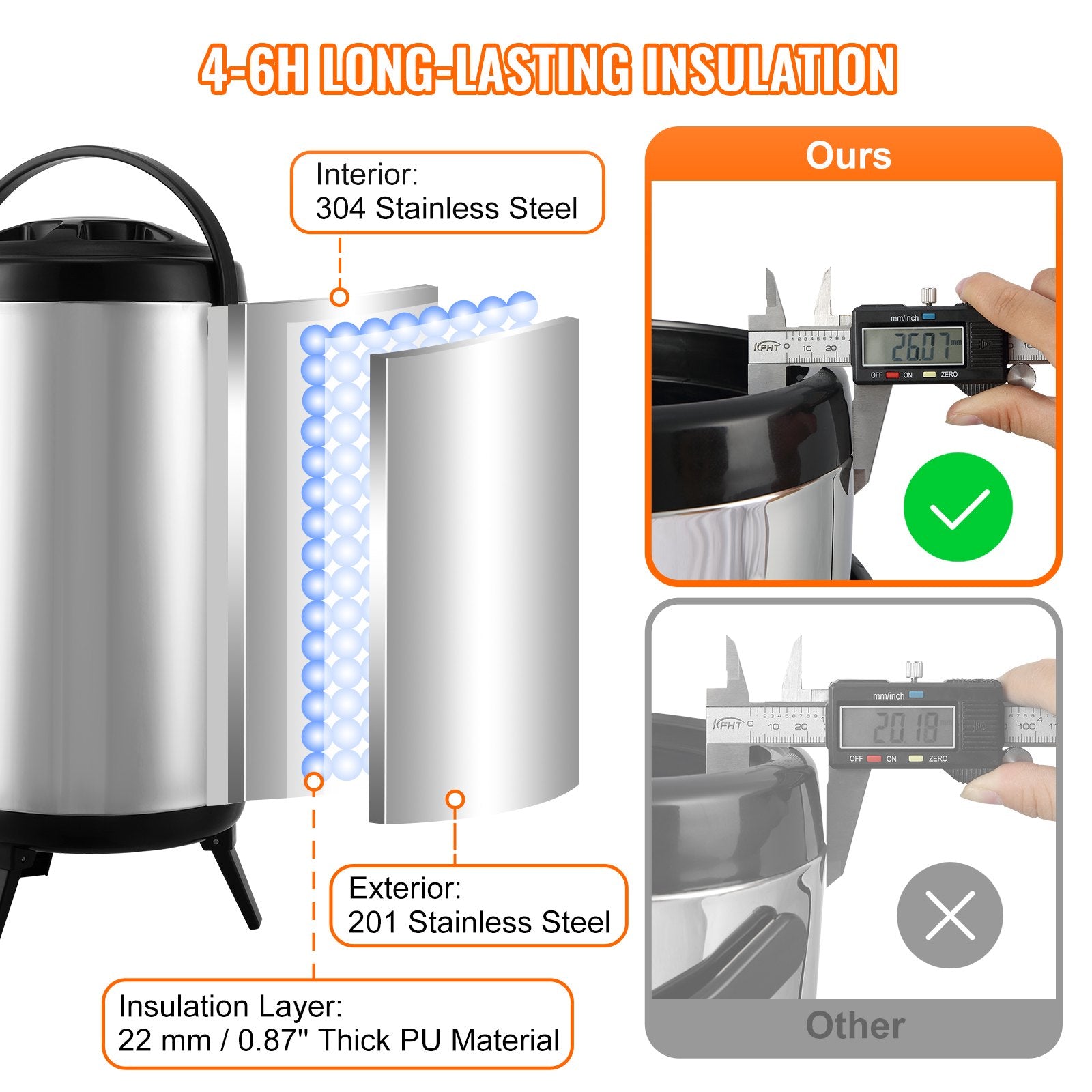 9.2L Stainless Steel Insulated Beverage Dispenser with Spigot and Handle