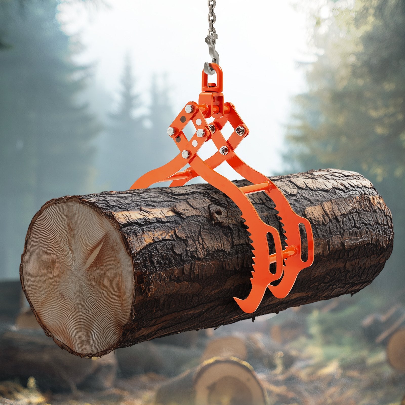 Log Lifting Tongs 711mm 4-Claw Heavy Duty Steel 1000KG Swivel Eagle Claw Design