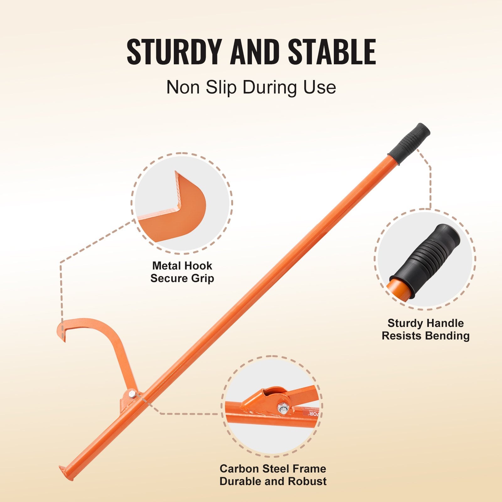 Cant Hook Tool 46.5" Heavy Duty Steel Log Roller Timber Jack Dual Function