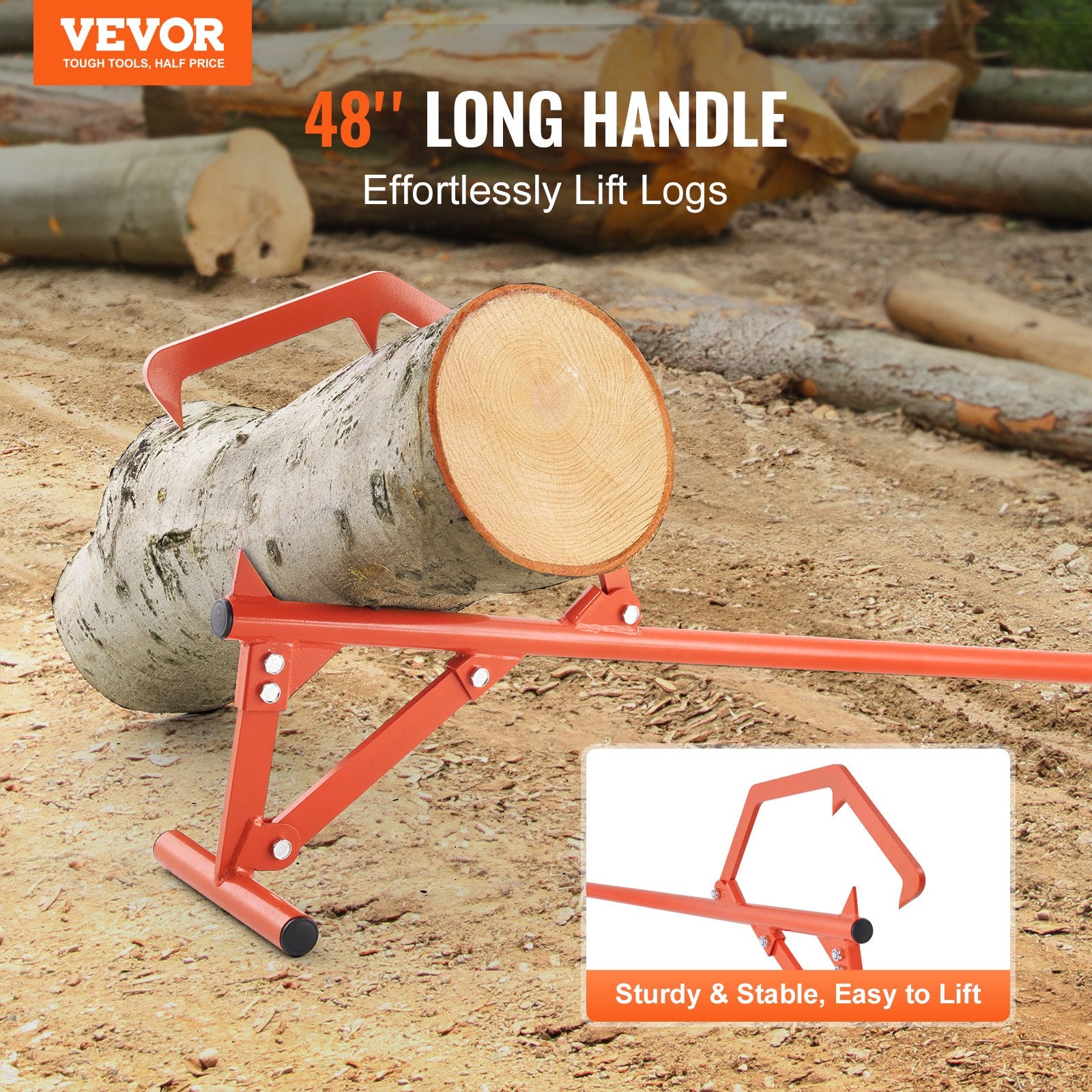 Timberjack 46.5 in Heavy Duty Steel Log Roller Lifter with Adjustable Cant Hook