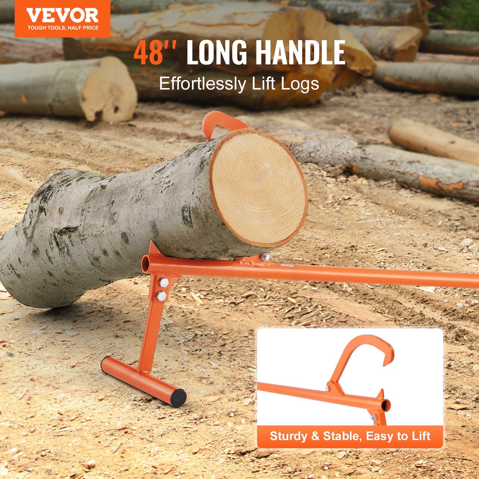 48" Timberjack Log Lifter Heavy Duty Steel Log Roller Tool