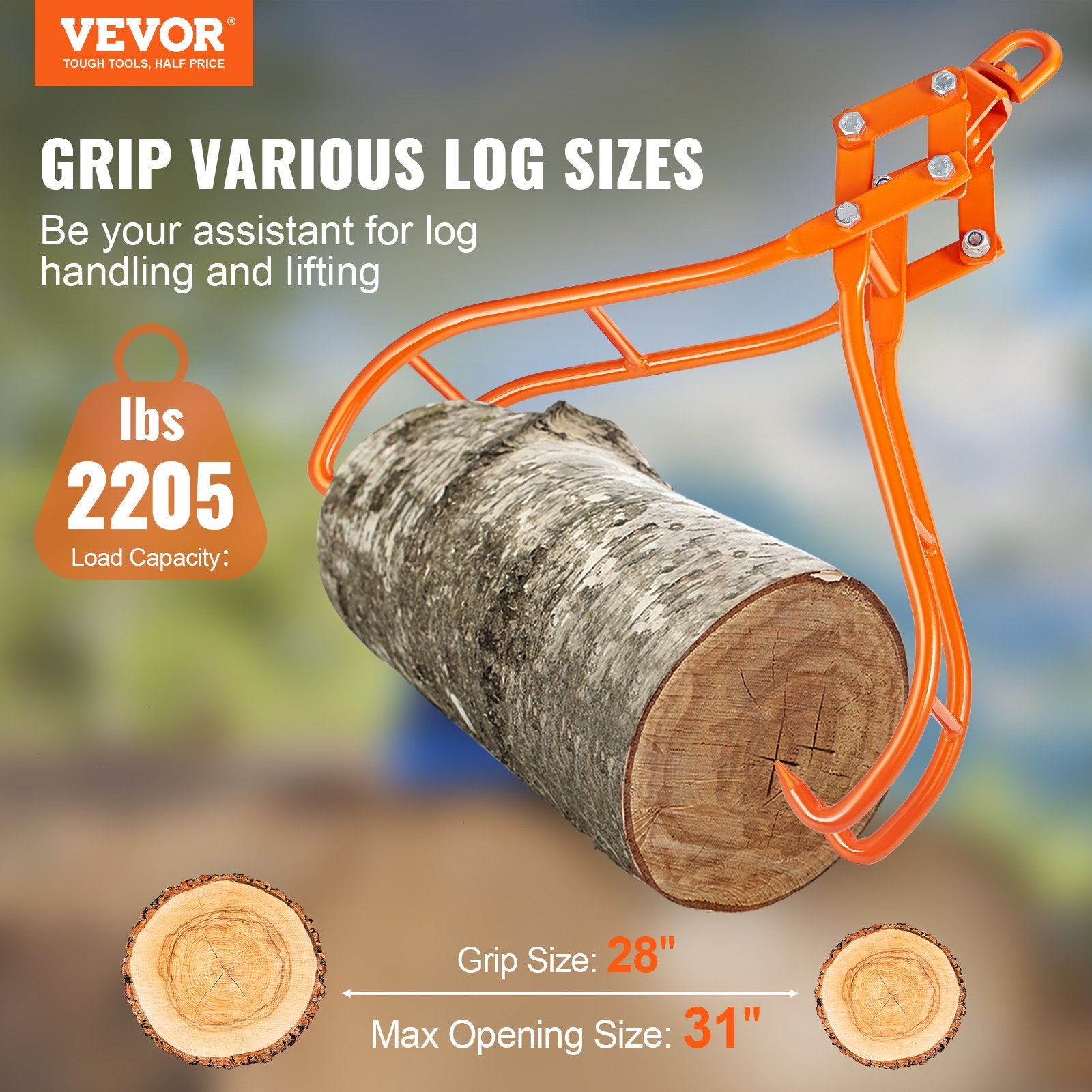 28 Inch Timber Claw Hook 4-Claw Log Grapple 1000kg Swivel Steel Tongs