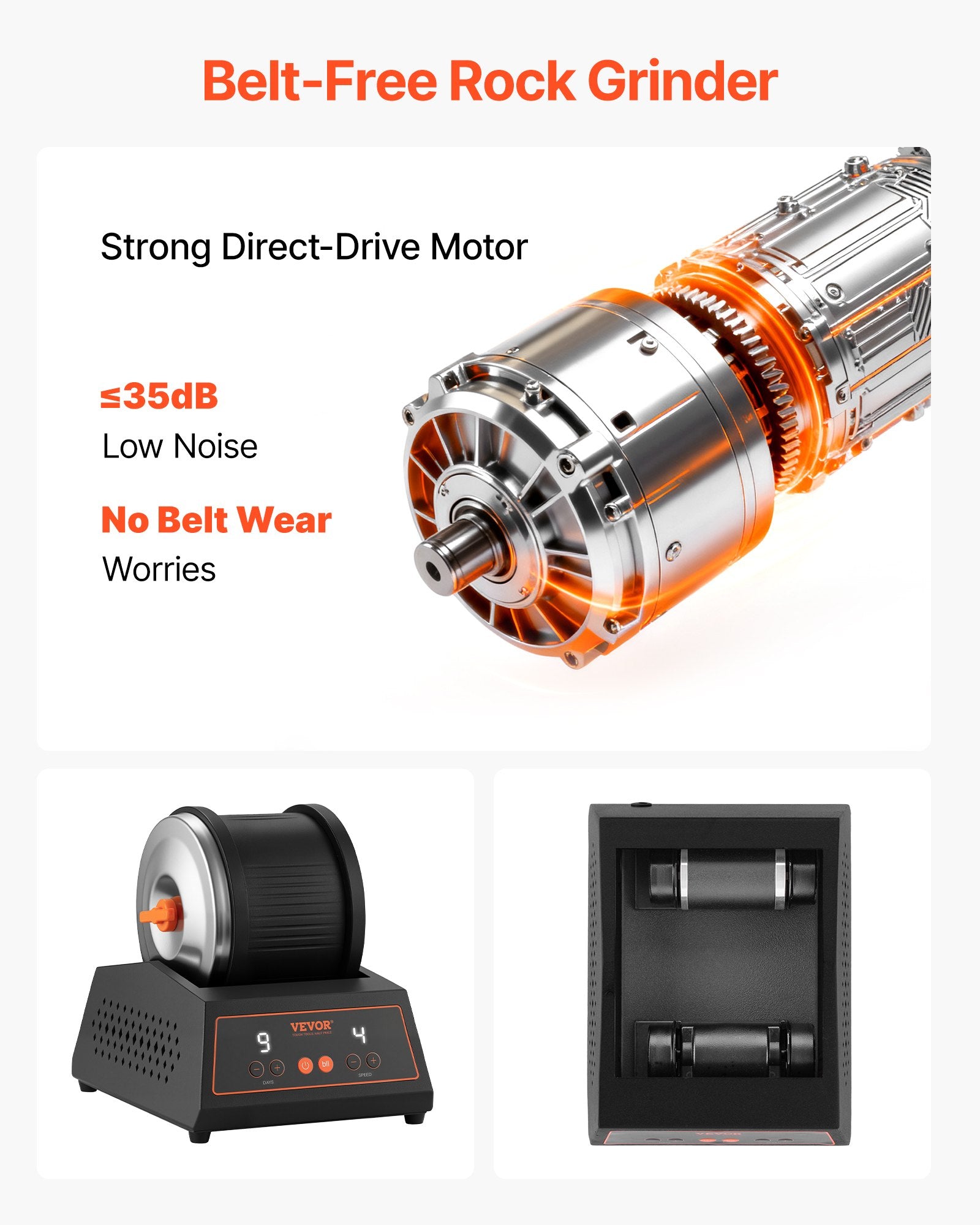 Rock Tumbler Kit 4lbs 4-Speed 9-Day Belt-Free Polisher Adapter Adults Kids