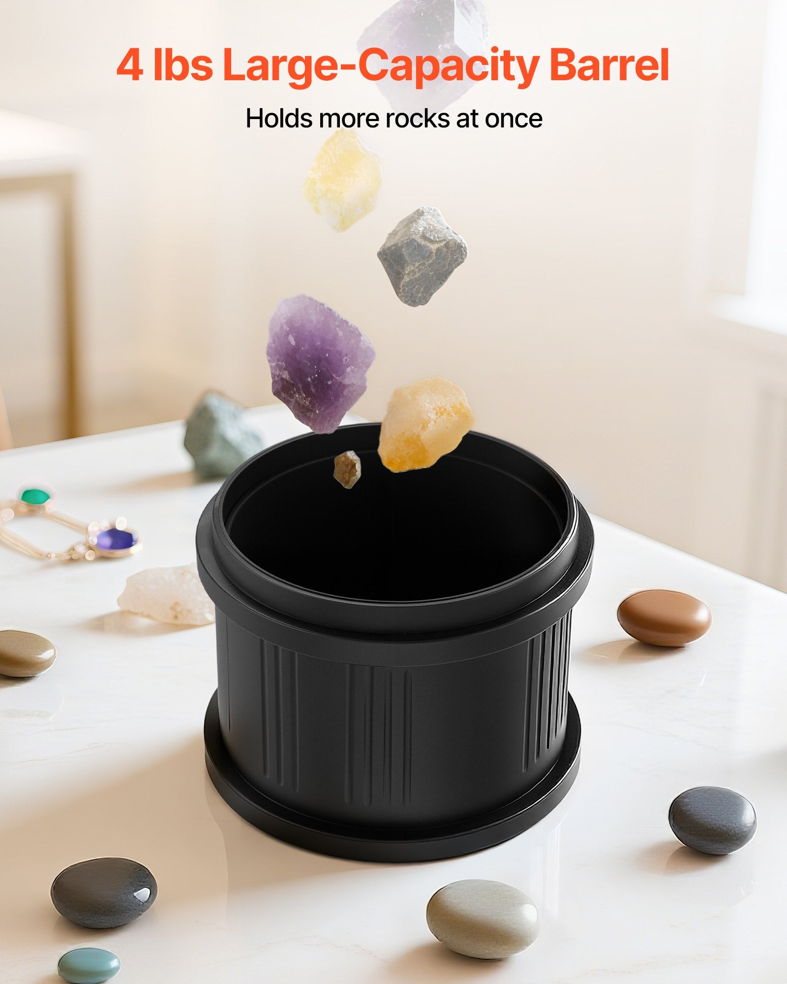 Rock Tumbler Kit 4lbs 4-Speed 9-Day Belt-Free Polisher Adapter Adults Kids