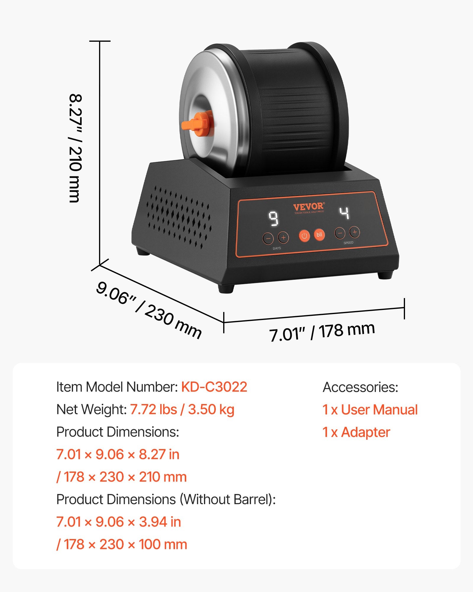 Rock Tumbler Kit 4lbs 4-Speed 9-Day Belt-Free Polisher Adapter Adults Kids