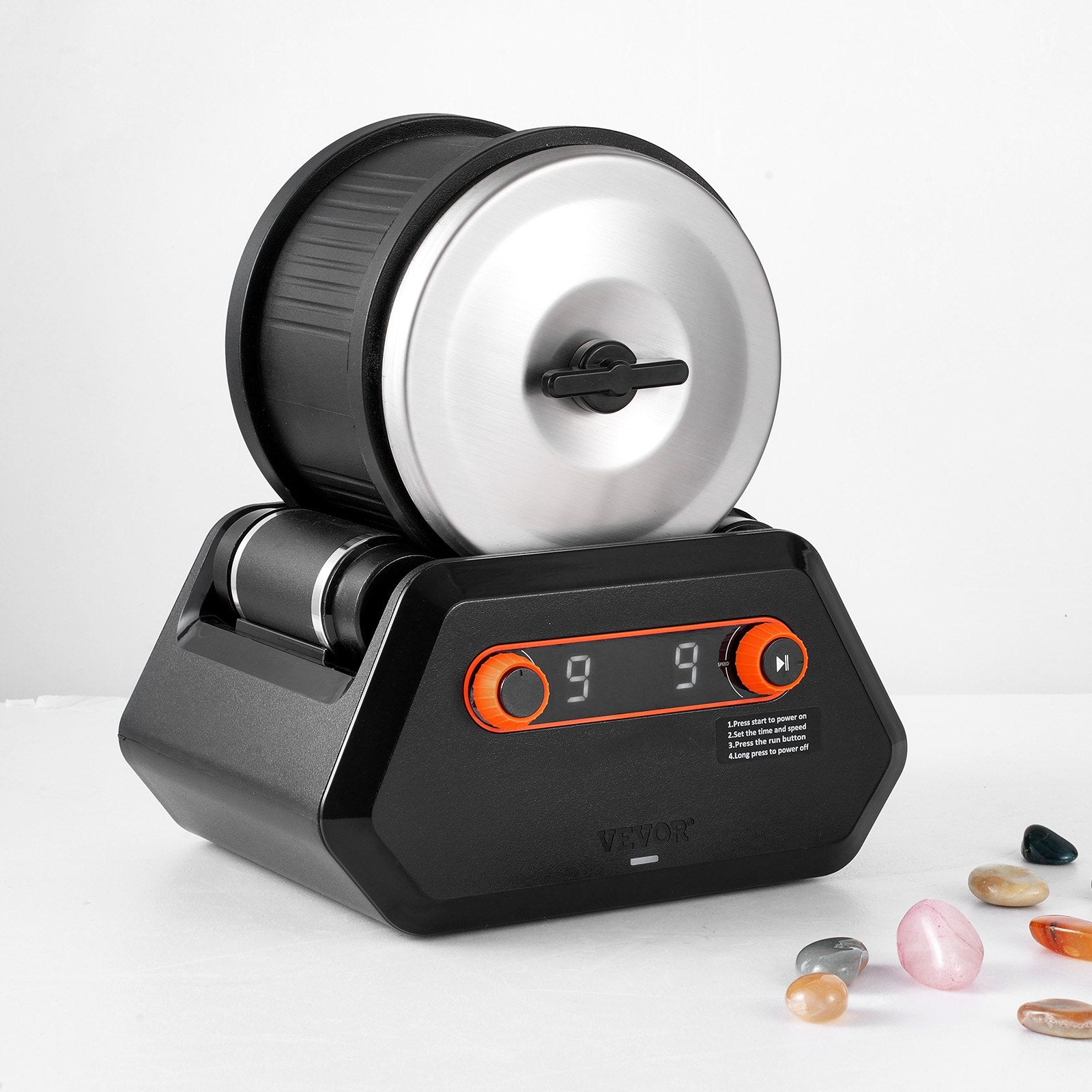 Rock Tumbler Kit 4lbs 9-Speed 9-Day Polisher Stones Grits for Kids Adults