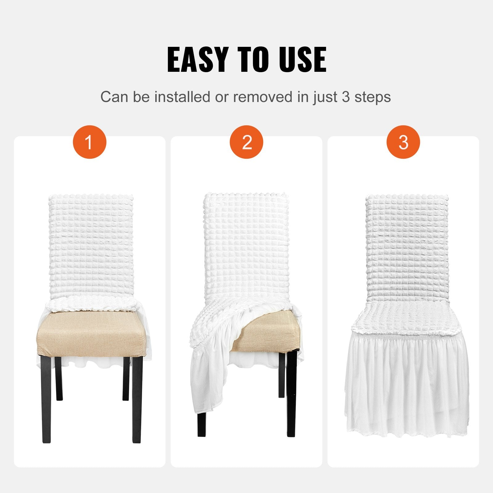 Chair Covers Folding Stretch Spandex with Skirt Universal Fitted 4PCS White