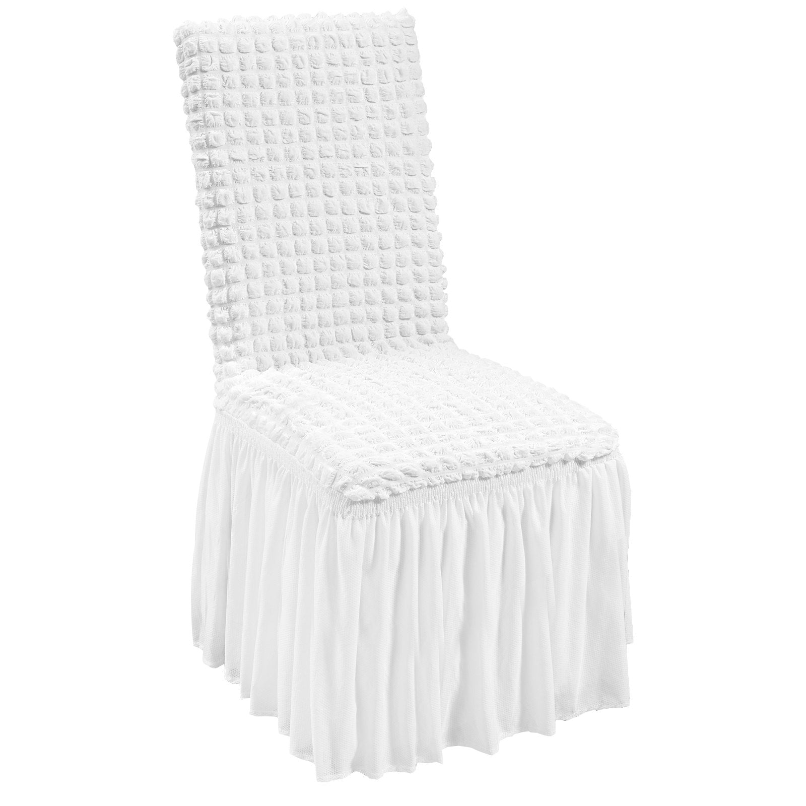 Chair Covers Folding Stretch Spandex with Skirt Universal Fitted 4PCS White