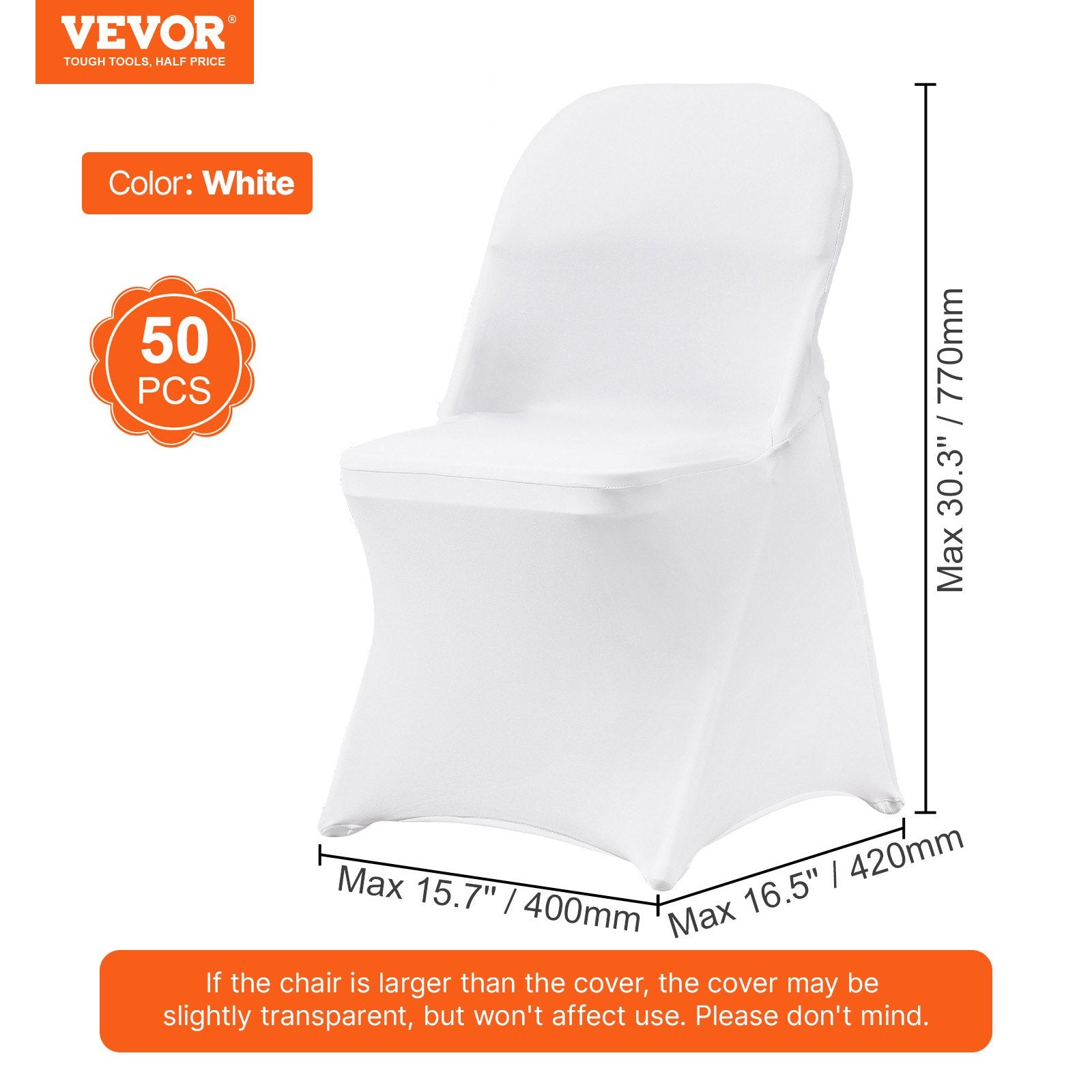 Chair Covers Folding Stretch Spandex Universal Fitted Slipcovers 50 PCS White